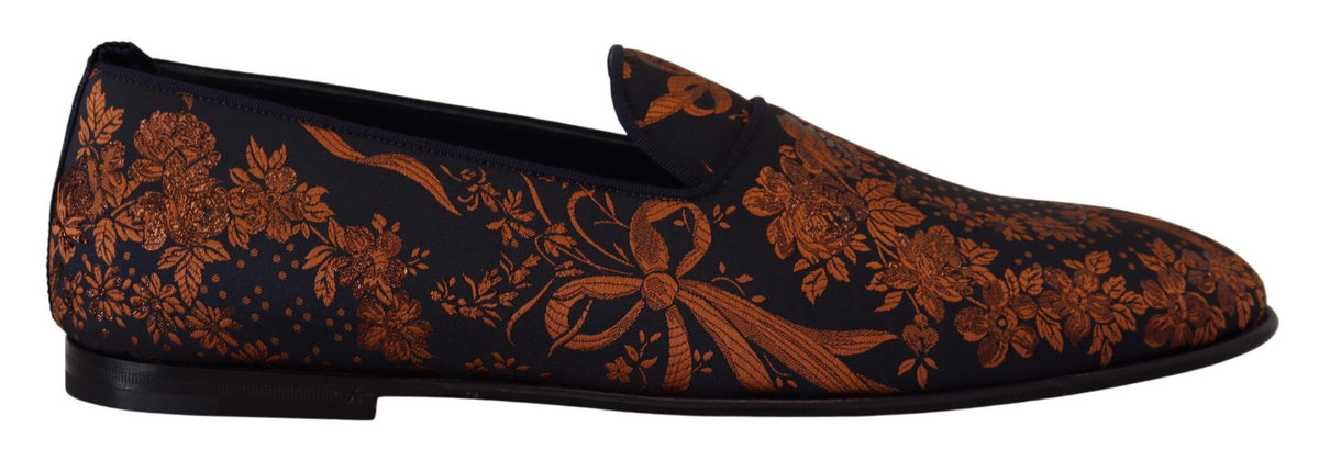 Dolce & Gabbana Blauwe Roest Bloemen Slippers Instappers Schoenen