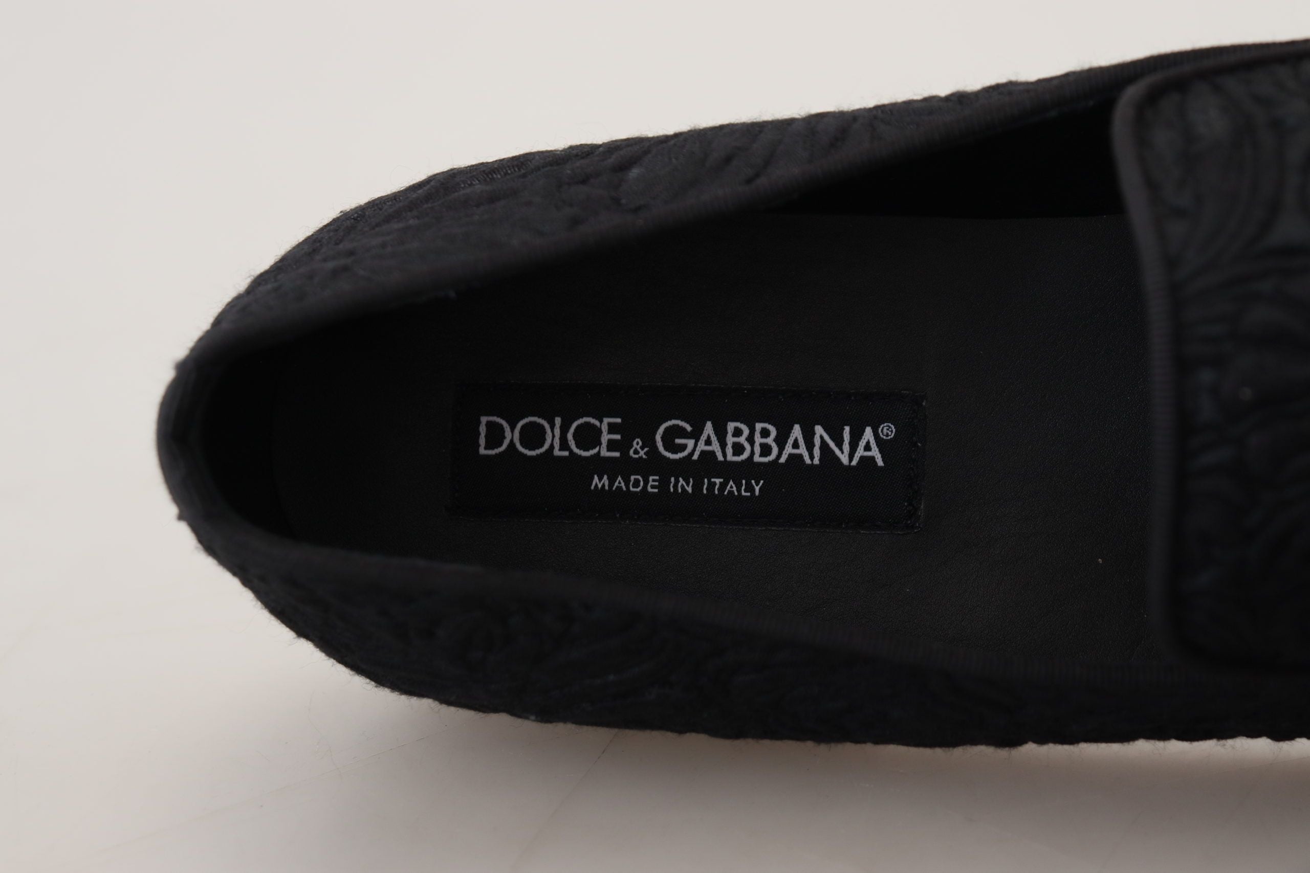Dolce & Gabbana Zwarte Bloemen Jacquard Muiltjes Loafers Schoenen