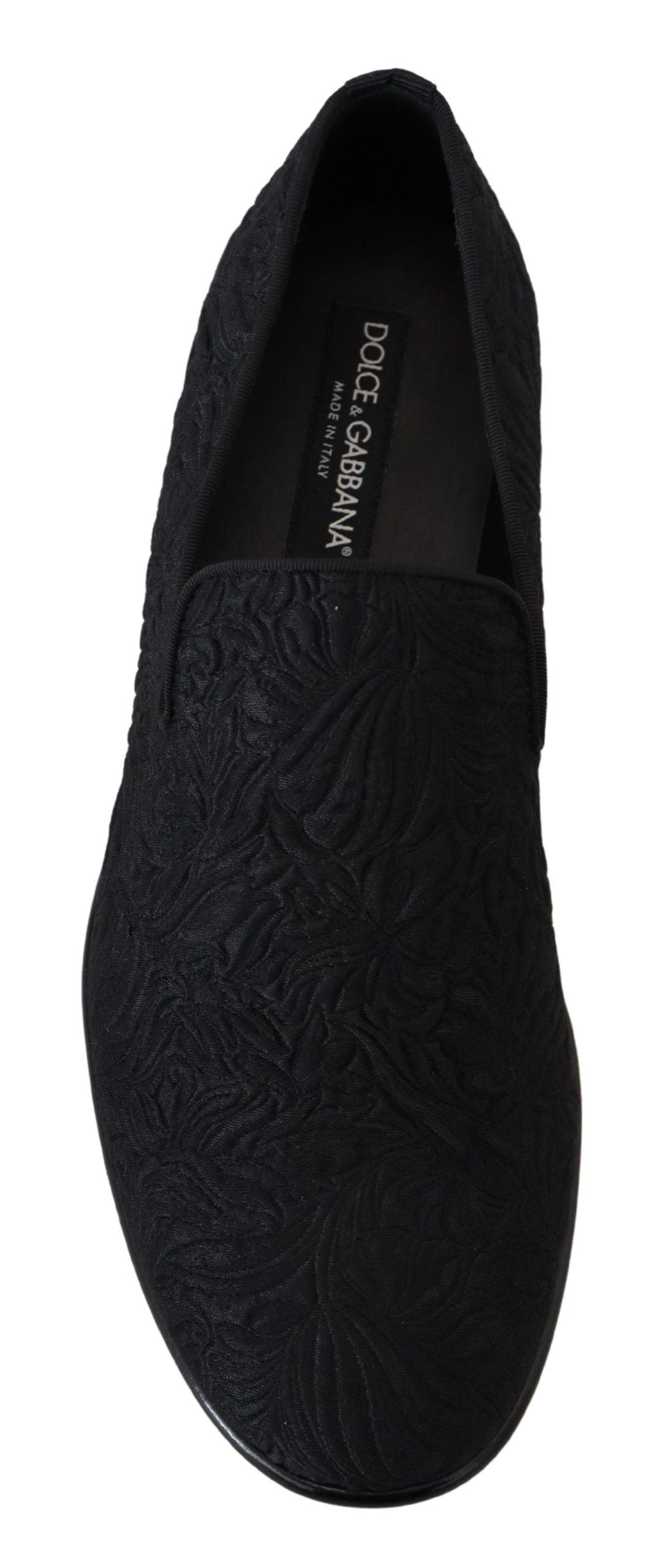 Dolce & Gabbana Zwarte Bloemen Jacquard Muiltjes Loafers Schoenen
