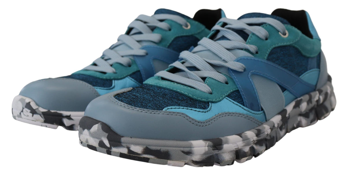Dolce & Gabbana Blauwgrijze Leren Sport Lage Sneakers