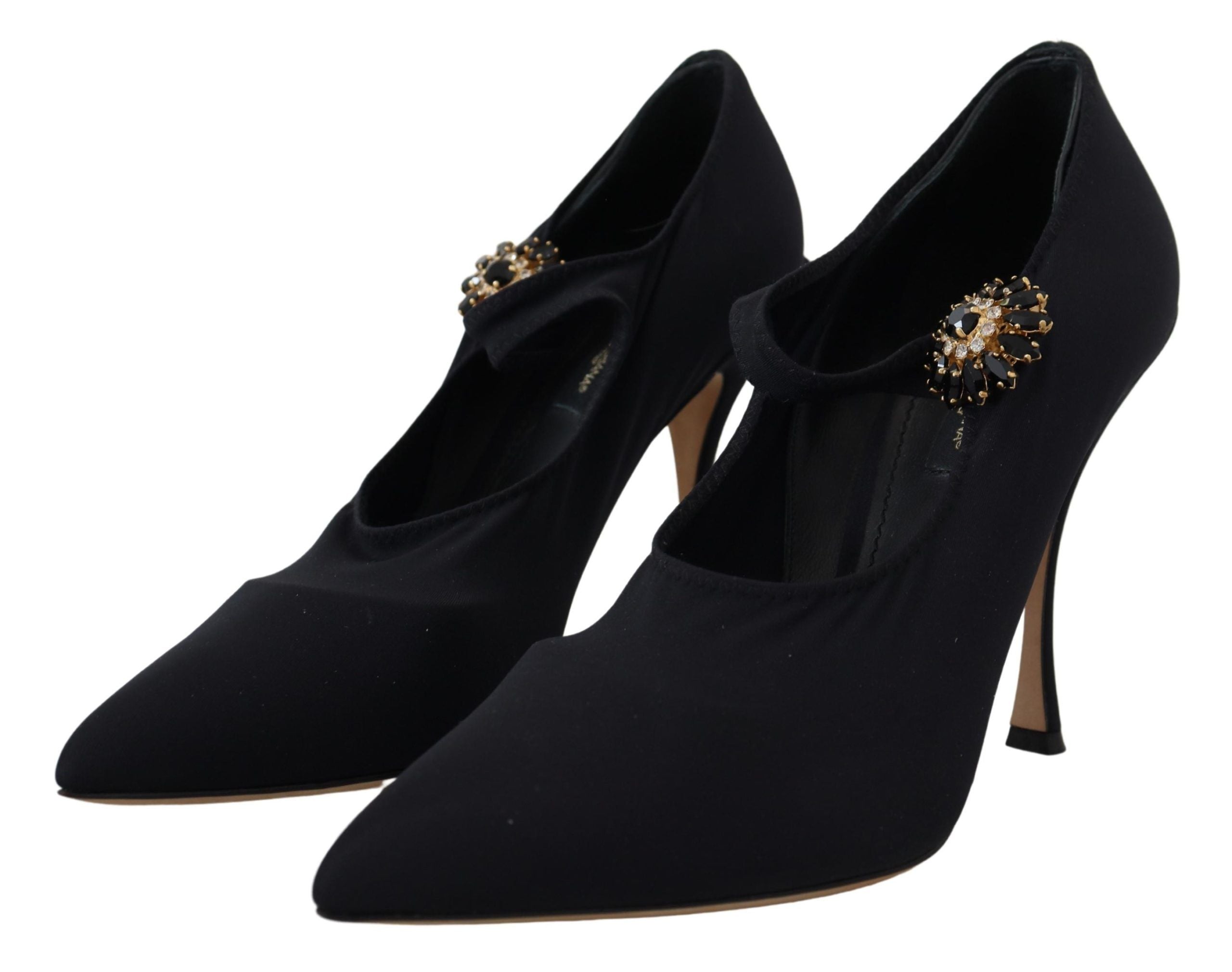 Dolce & Gabbana Zwarte Sokken Stretch Crystal Pumps Schoenen