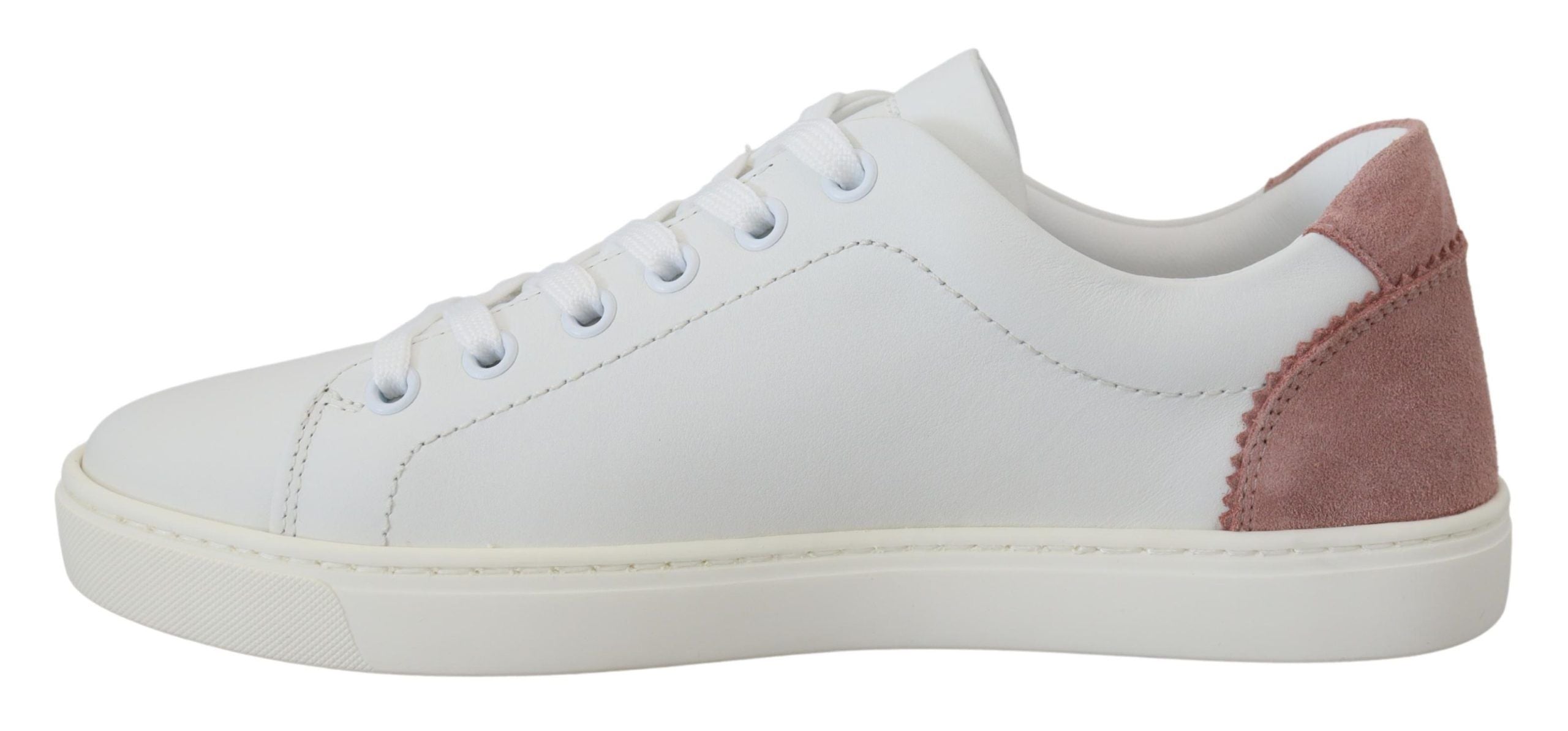 Dolce & Gabbana Wit Roze Leren Lage Sneakers Schoenen