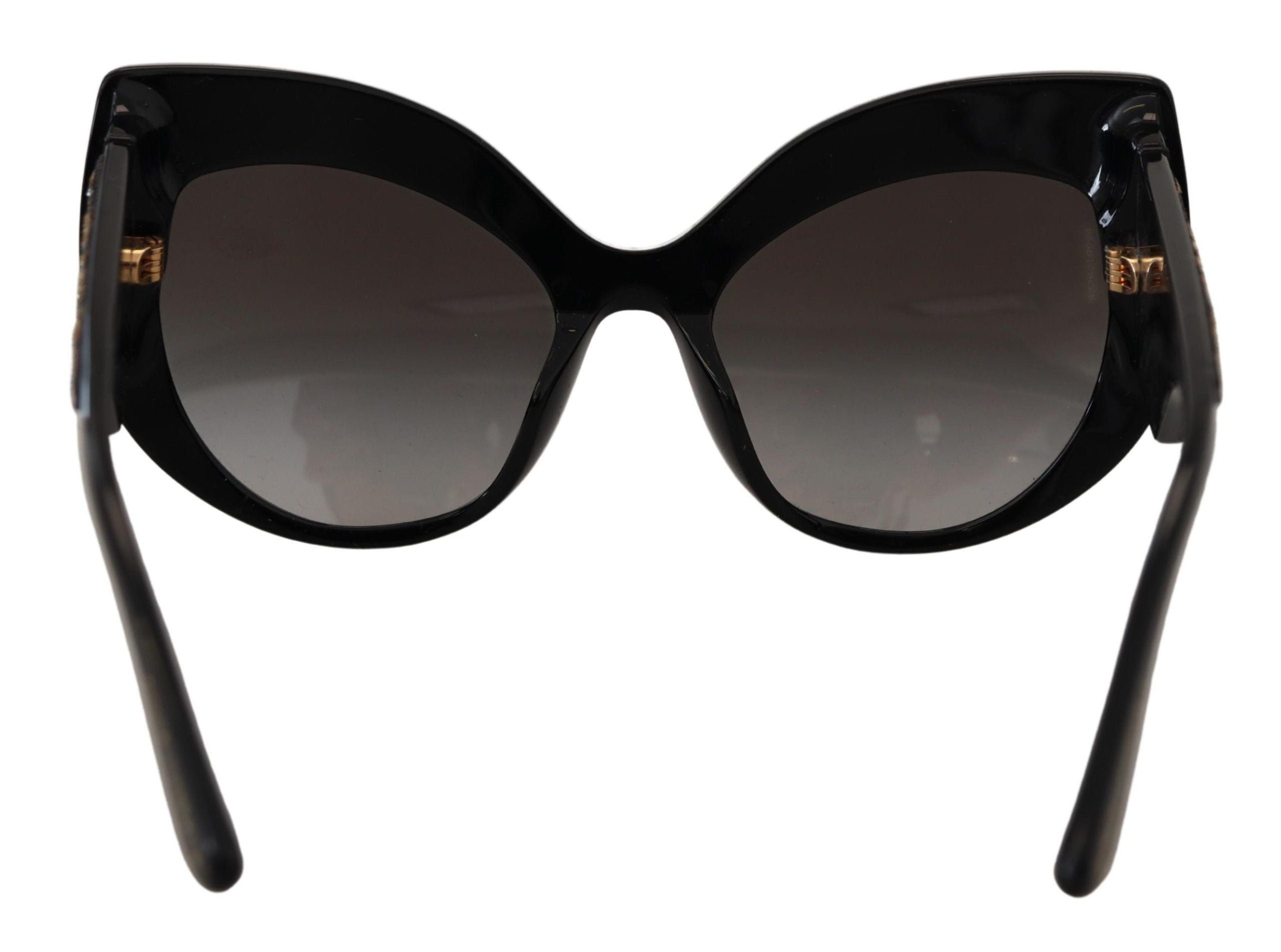 Dolce & Gabbana Zwart Goud Pailletten Vlinder Gepolariseerde DG4326 Zonnebril