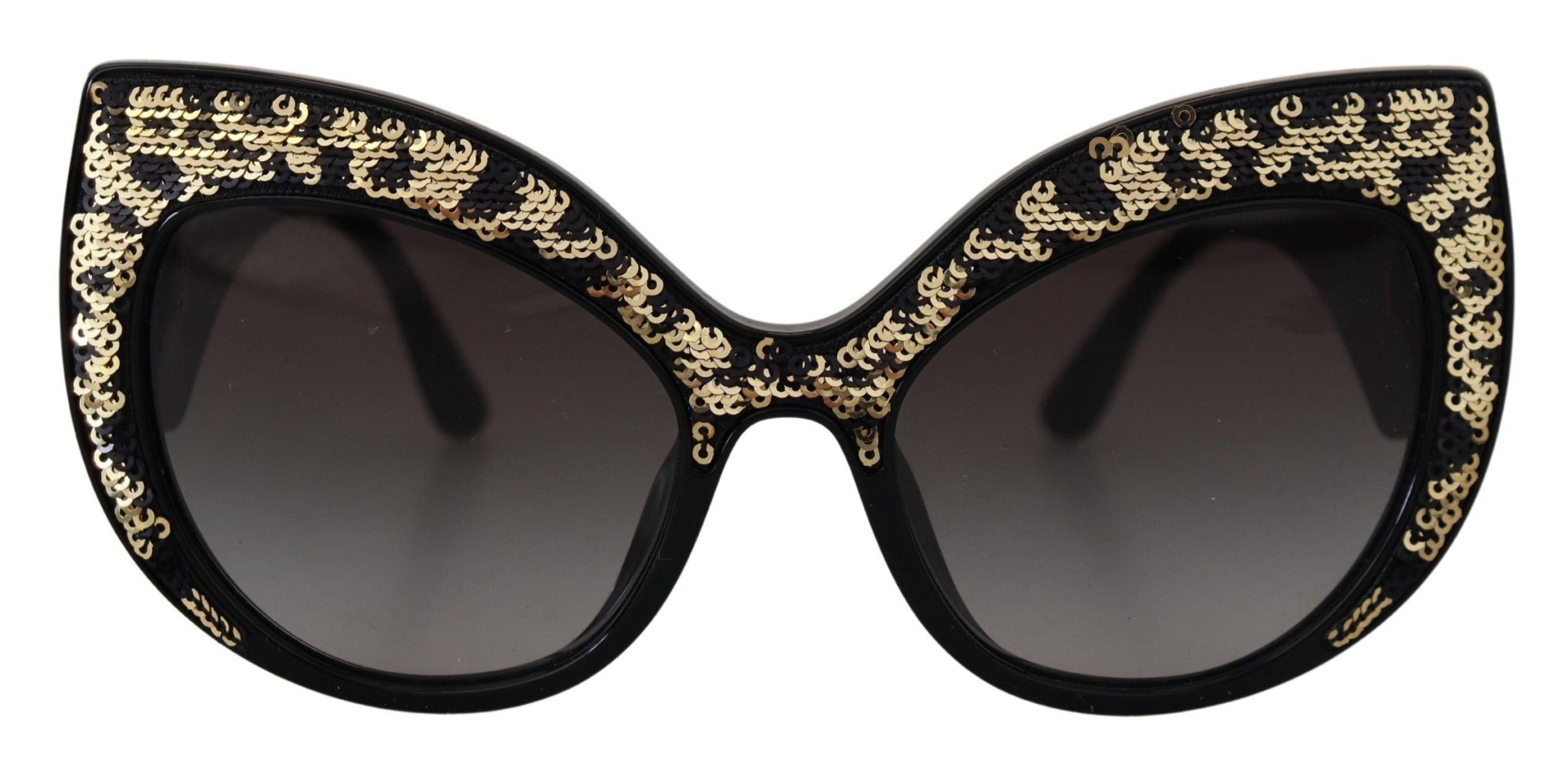 Dolce & Gabbana Zwart Goud Pailletten Vlinder Gepolariseerde DG4326 Zonnebril