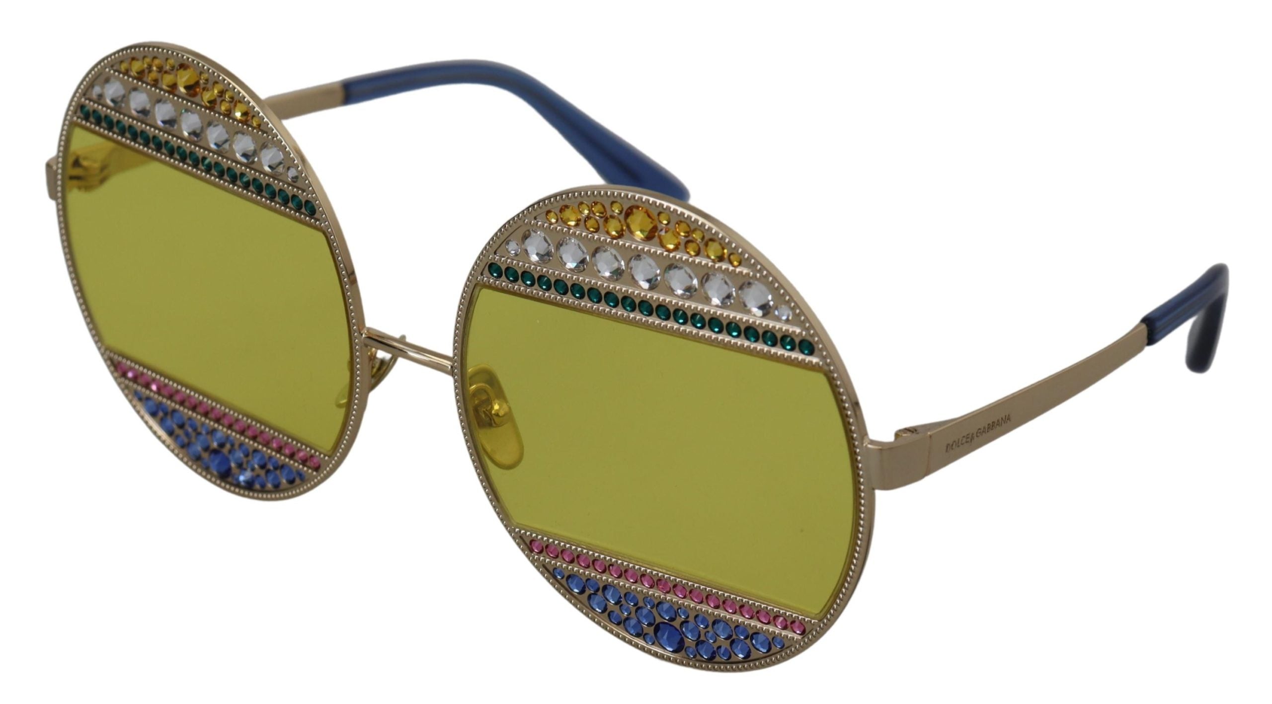 Dolce & Gabbana Gold Ovaal Metalen Kristallen Zonnebril DG2209B