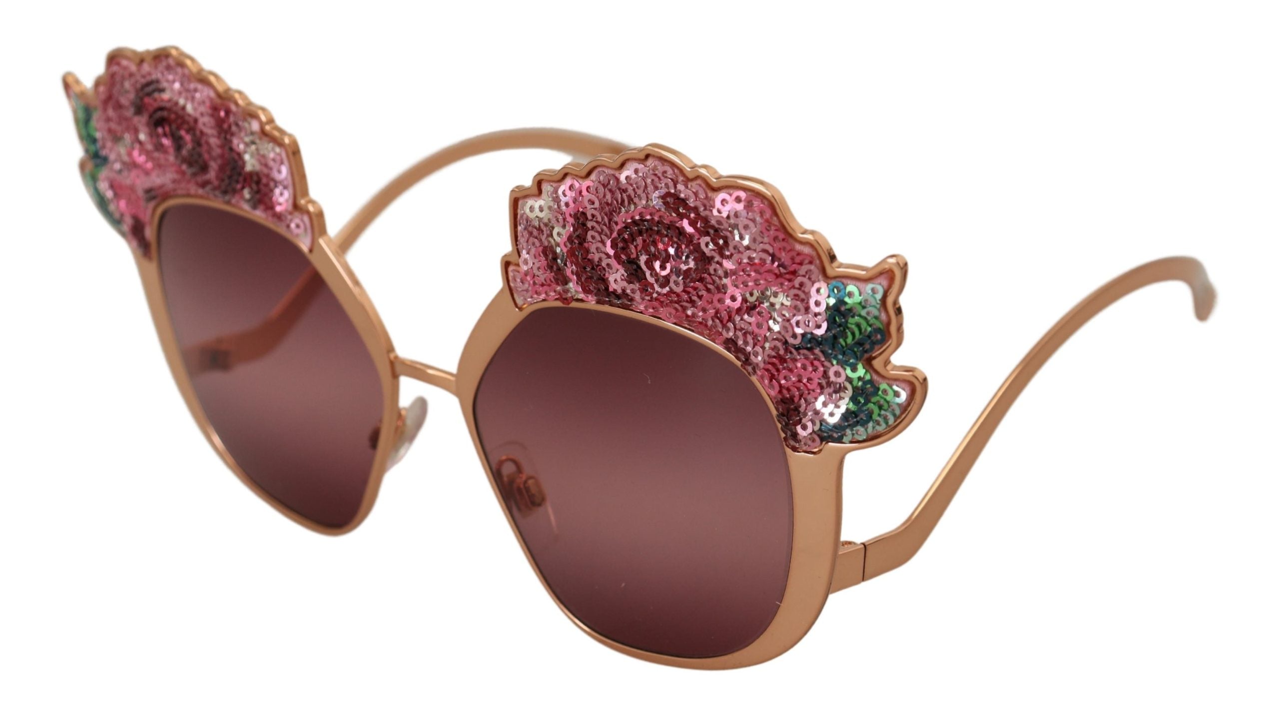 Dolce & Gabbana Pink Gold Roze Paillettenborduursel DG2202 Zonnebril