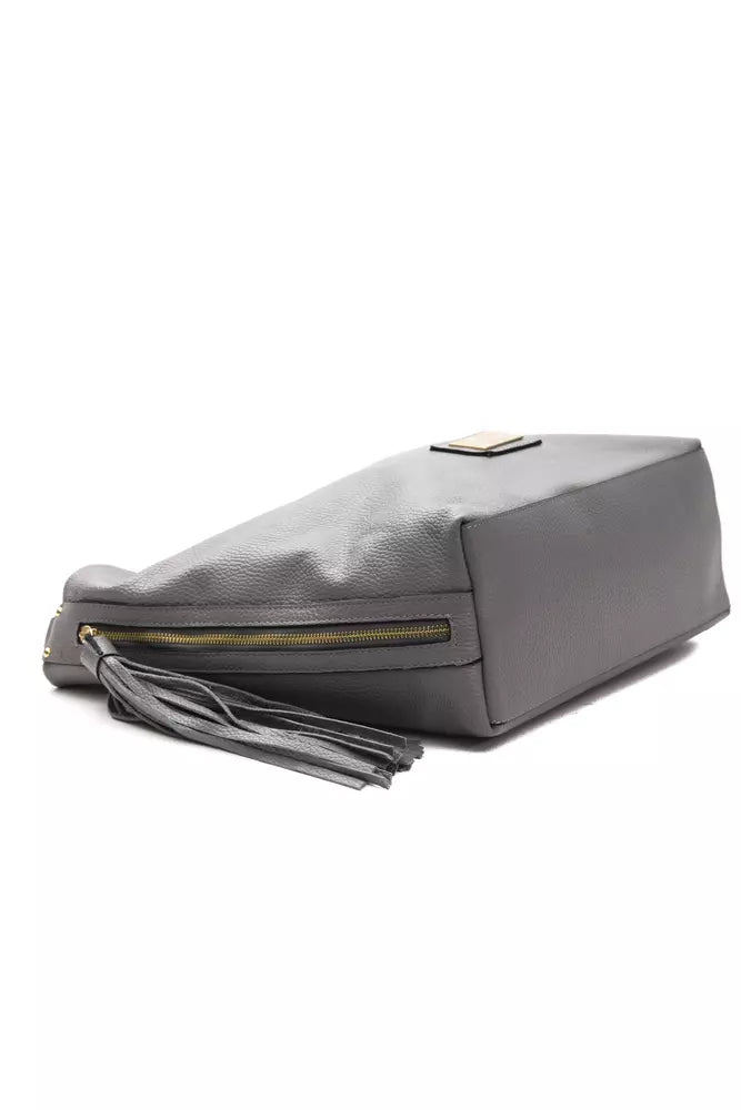 Pompei Donatella Gray Leather Women's Shoulder Bag