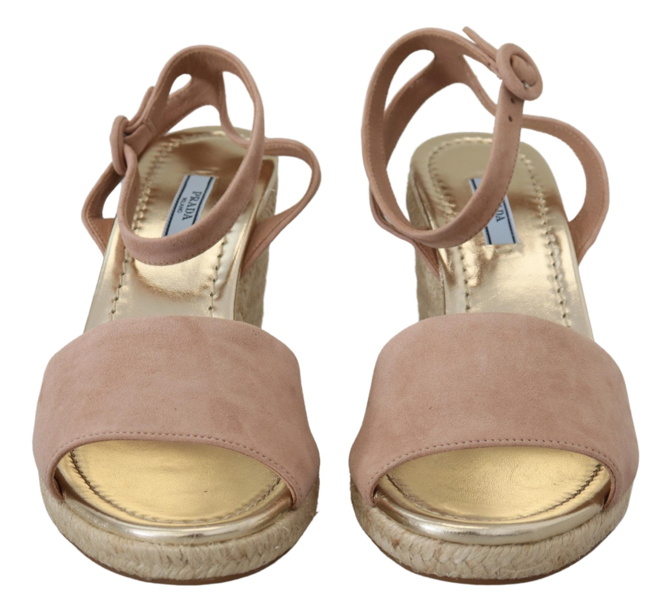 Prada Roze Suède Leren Enkelbandsandalen