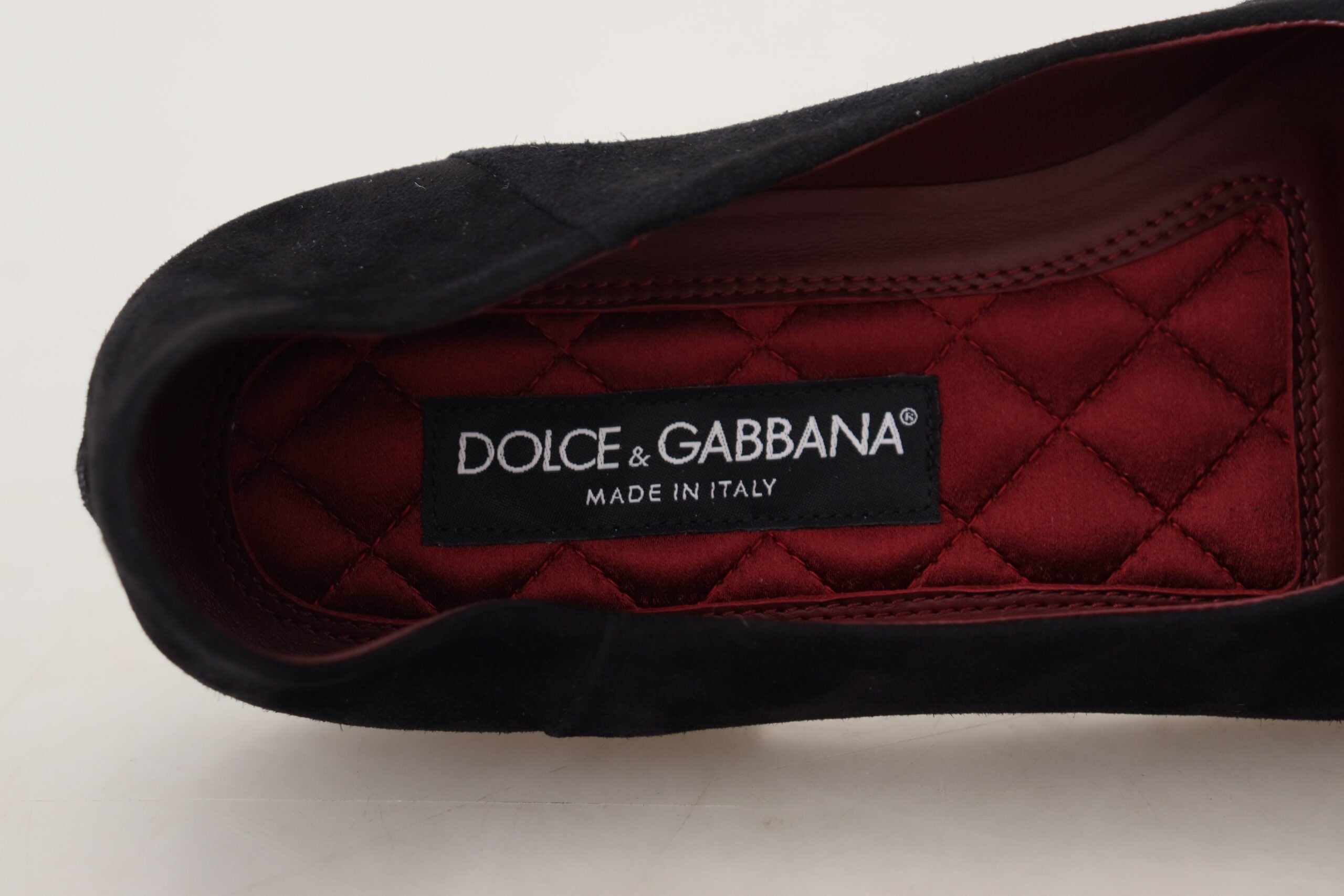 Dolce & Gabbana Zwarte Suède Gouden Kruis Slip-On Loafers Schoenen