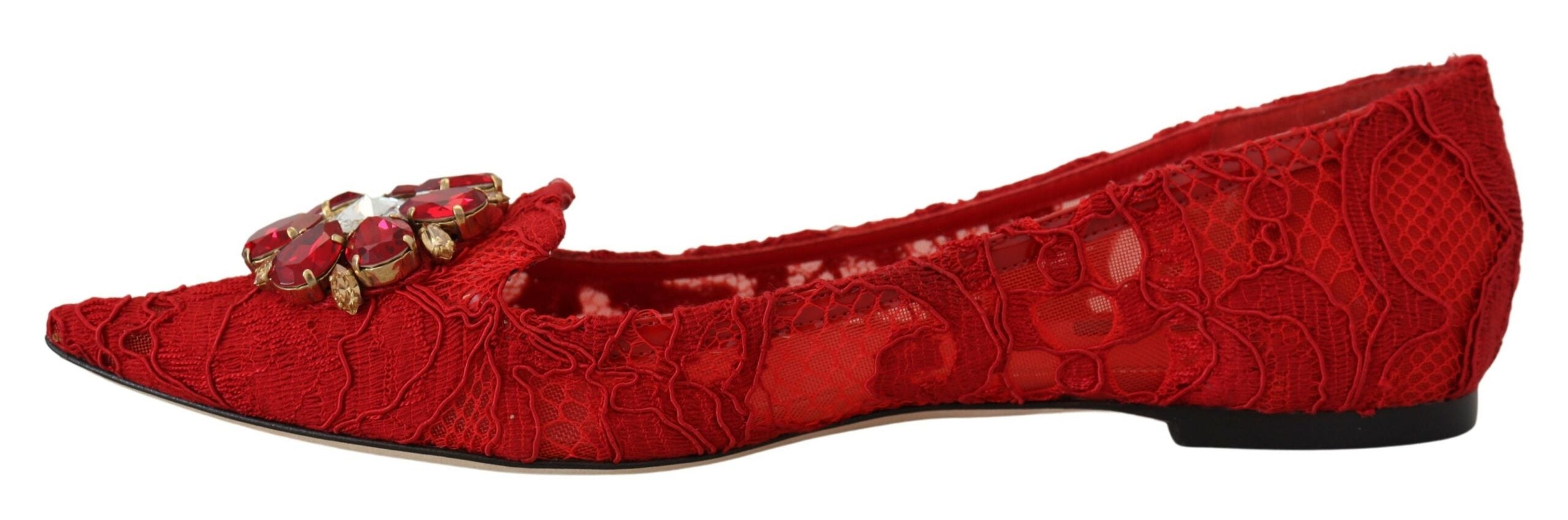 Dolce & Gabbana Rode Taormina Kristallen Loafers Flats Schoenen