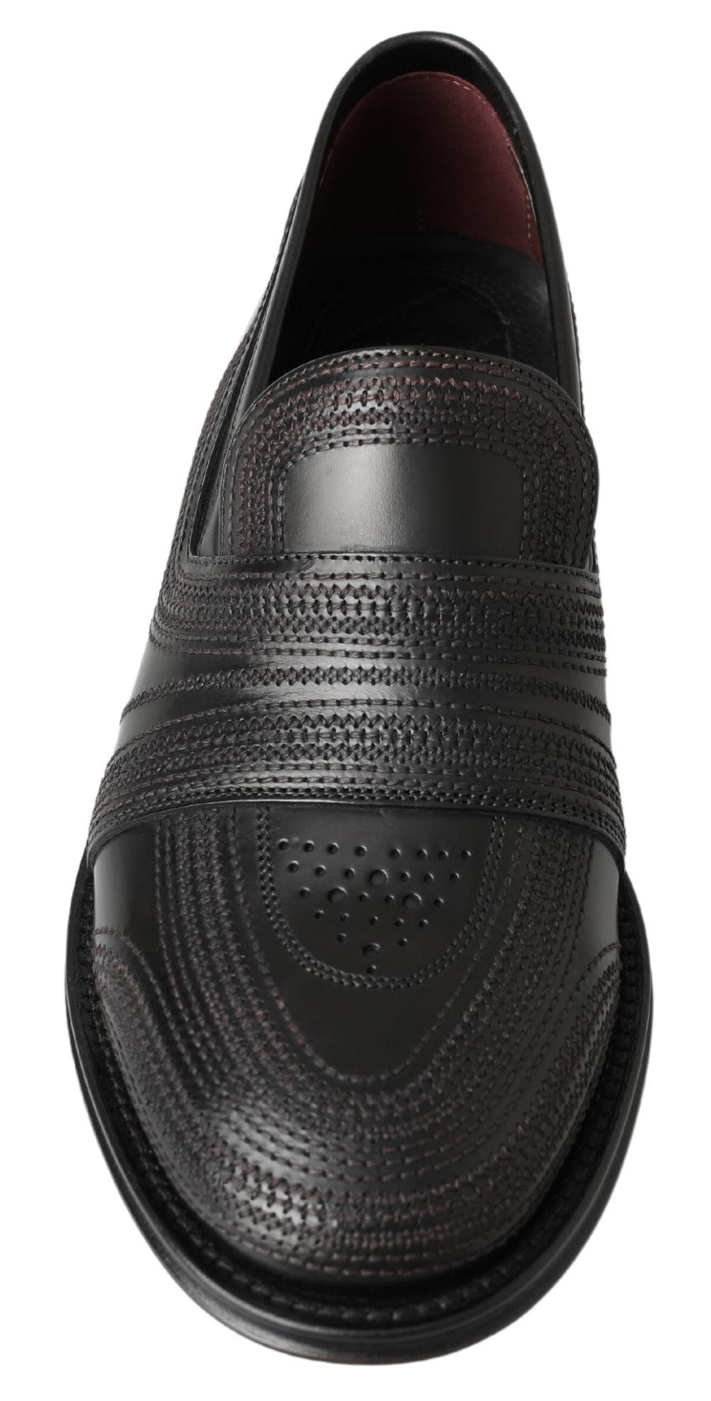 Dolce & Gabbana Zwarte Leren Slipper Loafers Gestikte Schoenen