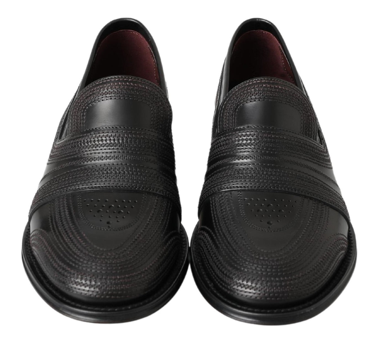 Dolce & Gabbana Zwarte Leren Slipper Loafers Gestikte Schoenen