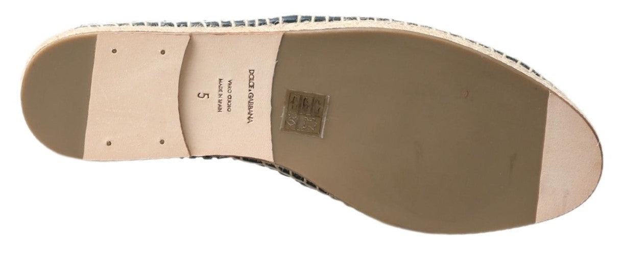 Dolce & Gabbana Blauwgrijze Leren Buffalo Espadrillezolen