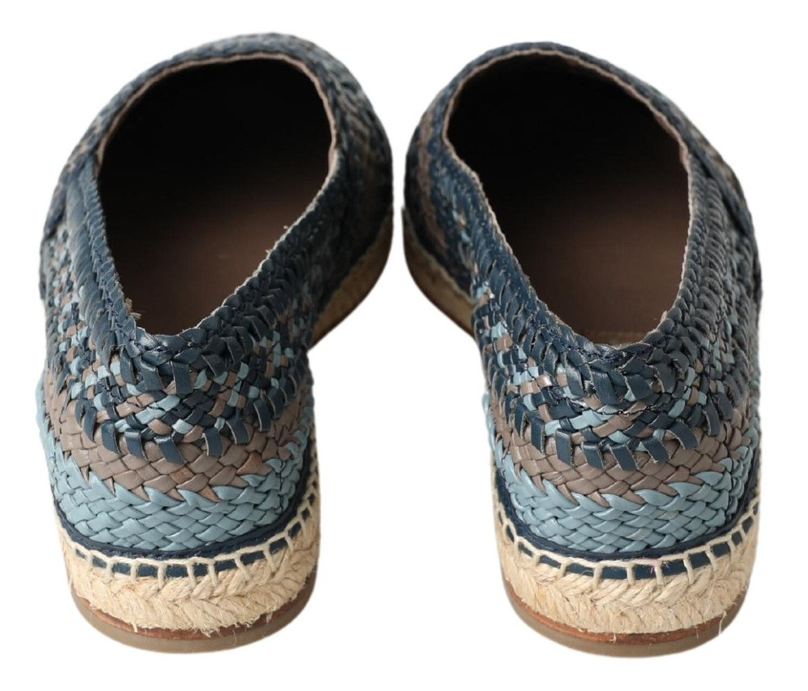 Dolce & Gabbana Blauwgrijze Leren Buffalo Espadrillezolen