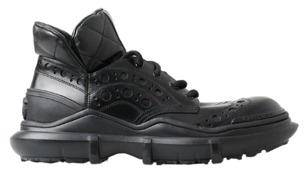Dolce & Gabbana Zwarte Leren Enkellaarzen Casual