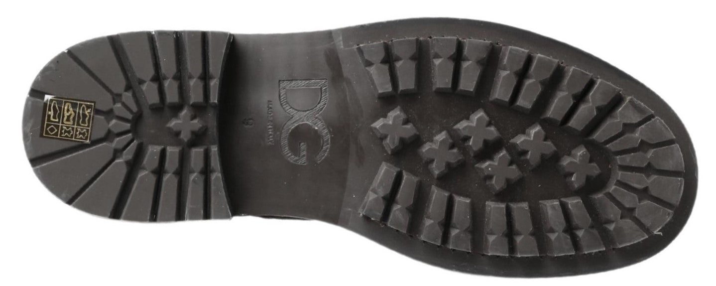 Dolce & Gabbana Zwart Grijs Leren Halfhoge Laarzen Schoenen