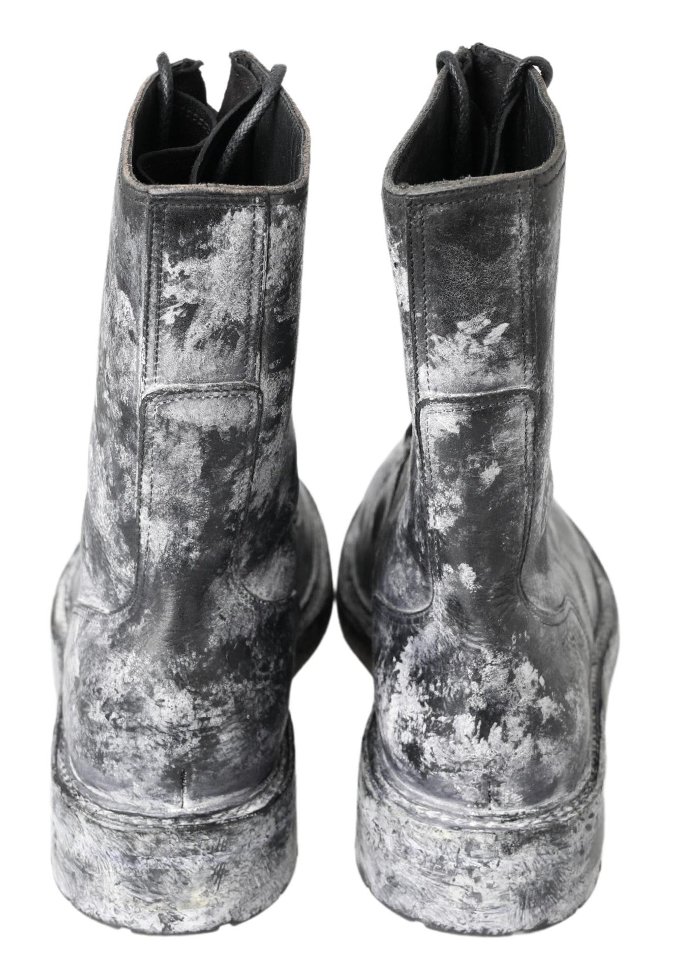 Dolce & Gabbana Zwart Grijs Leren Halfhoge Laarzen Schoenen