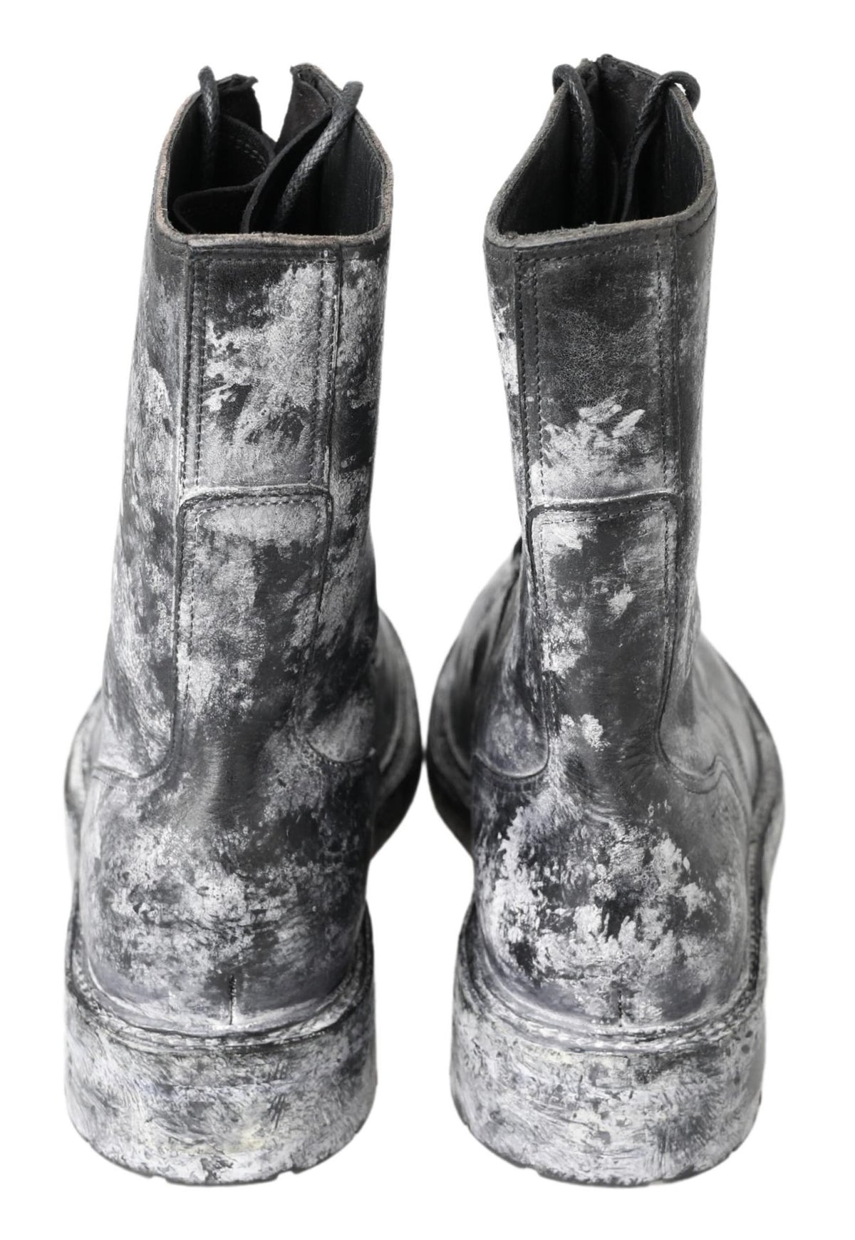 Dolce & Gabbana Zwart Grijs Leren Halfhoge Laarzen Schoenen