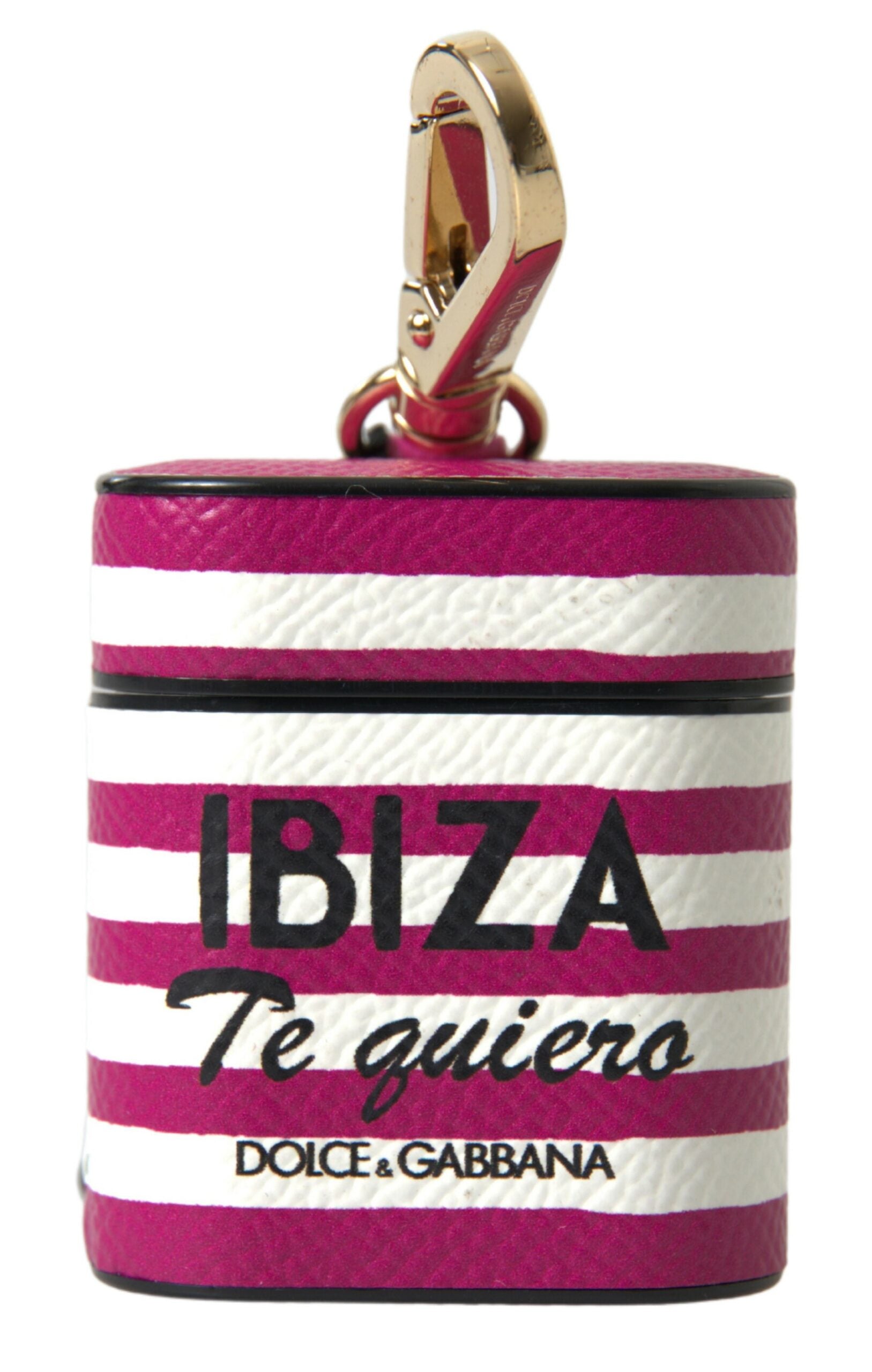 Dolce & Gabbana Fuchsia Dauphine Leren Logo Airpods Hoesje
