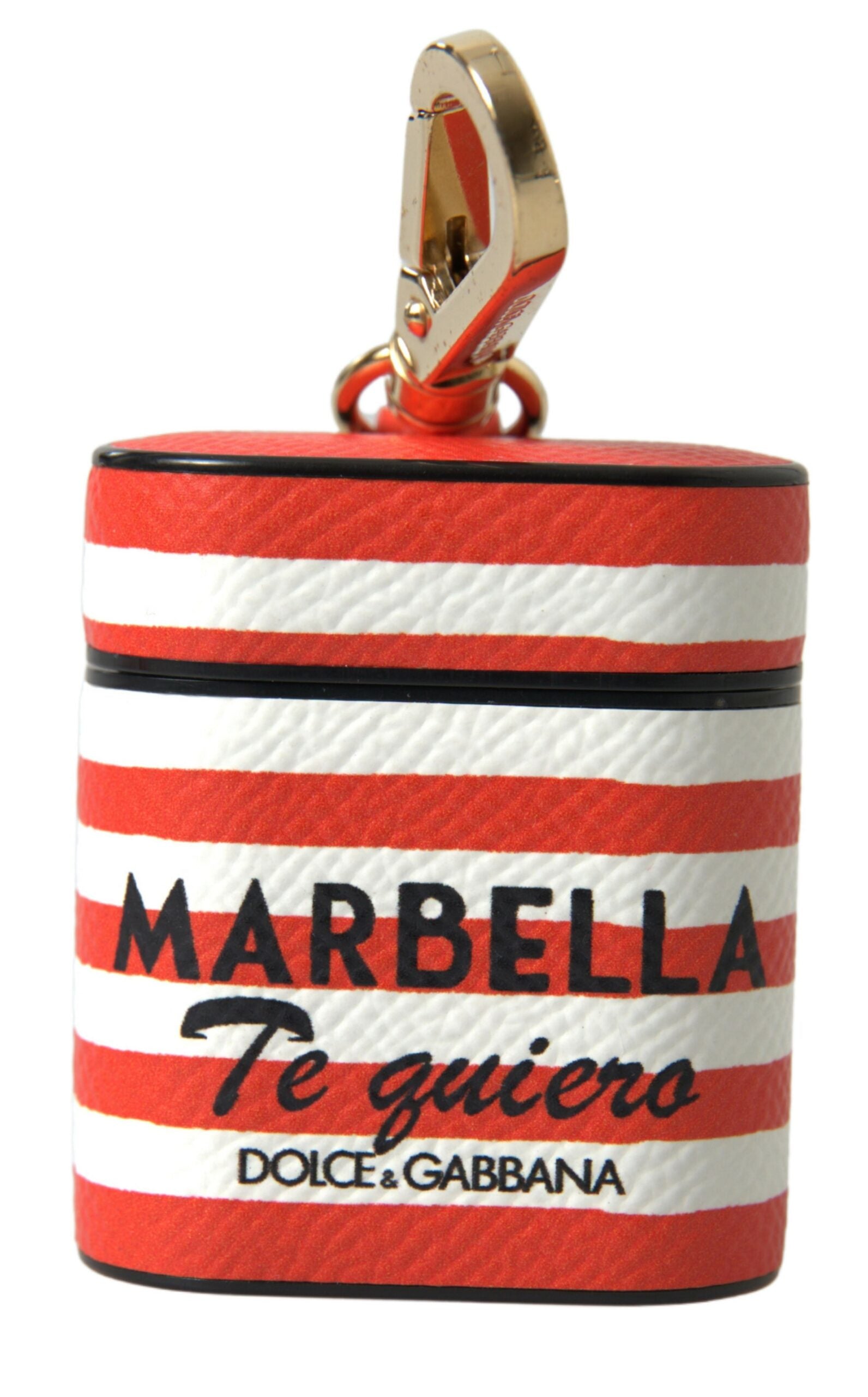 Dolce & Gabbana Oranje Gestreept Dauphine Leren Logo Bandje Airpod Hoesje