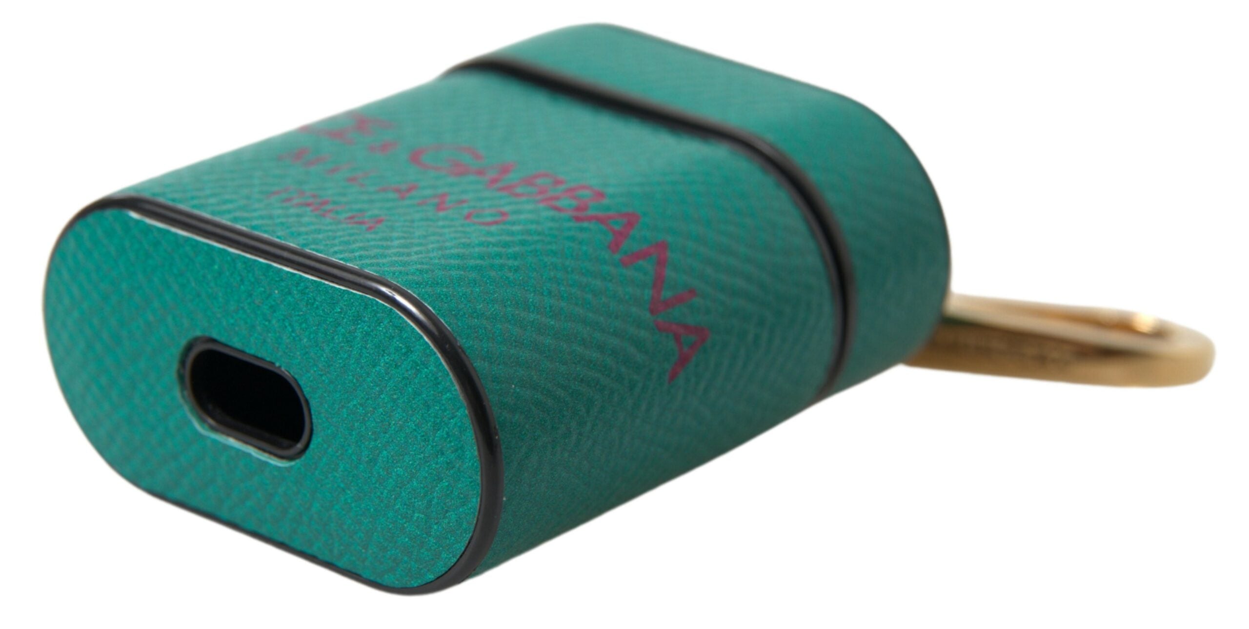 Dolce & Gabbana Groen Bruin Kalfsleer Met Logoprint Airpods Hoesje