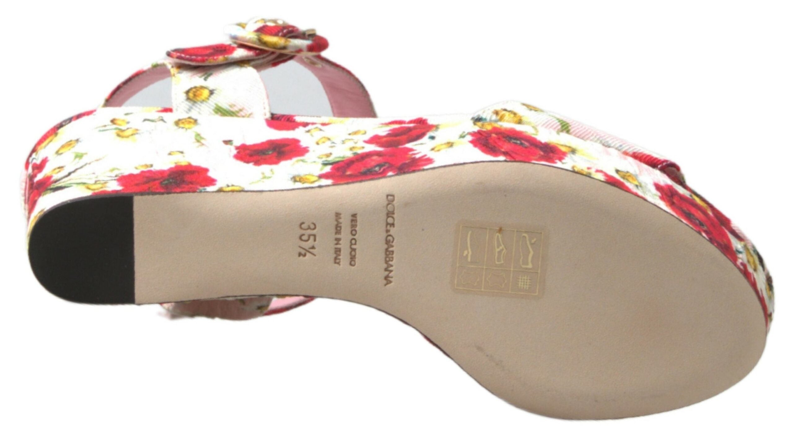 Dolce & Gabbana Multikleurige sandalen met sleehak en bloemenprint