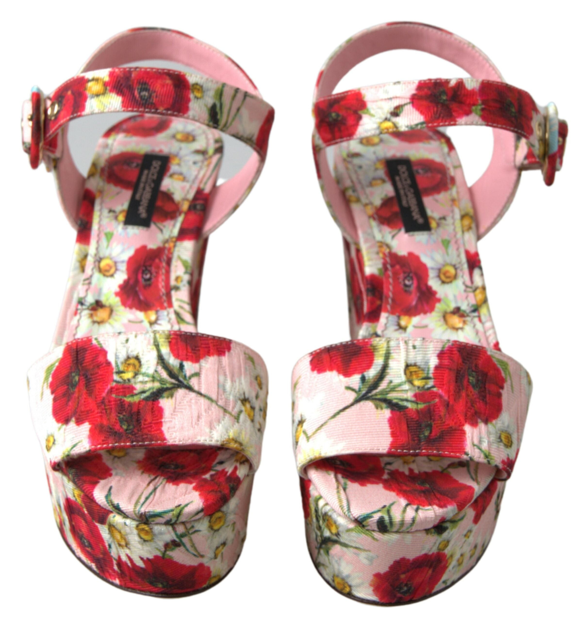 Dolce & Gabbana Multikleurige sandalen met sleehak en bloemenprint