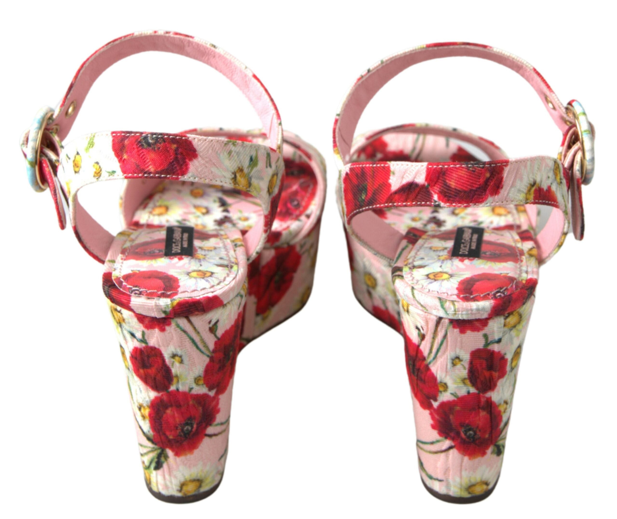 Dolce & Gabbana Multikleurige sandalen met sleehak en bloemenprint