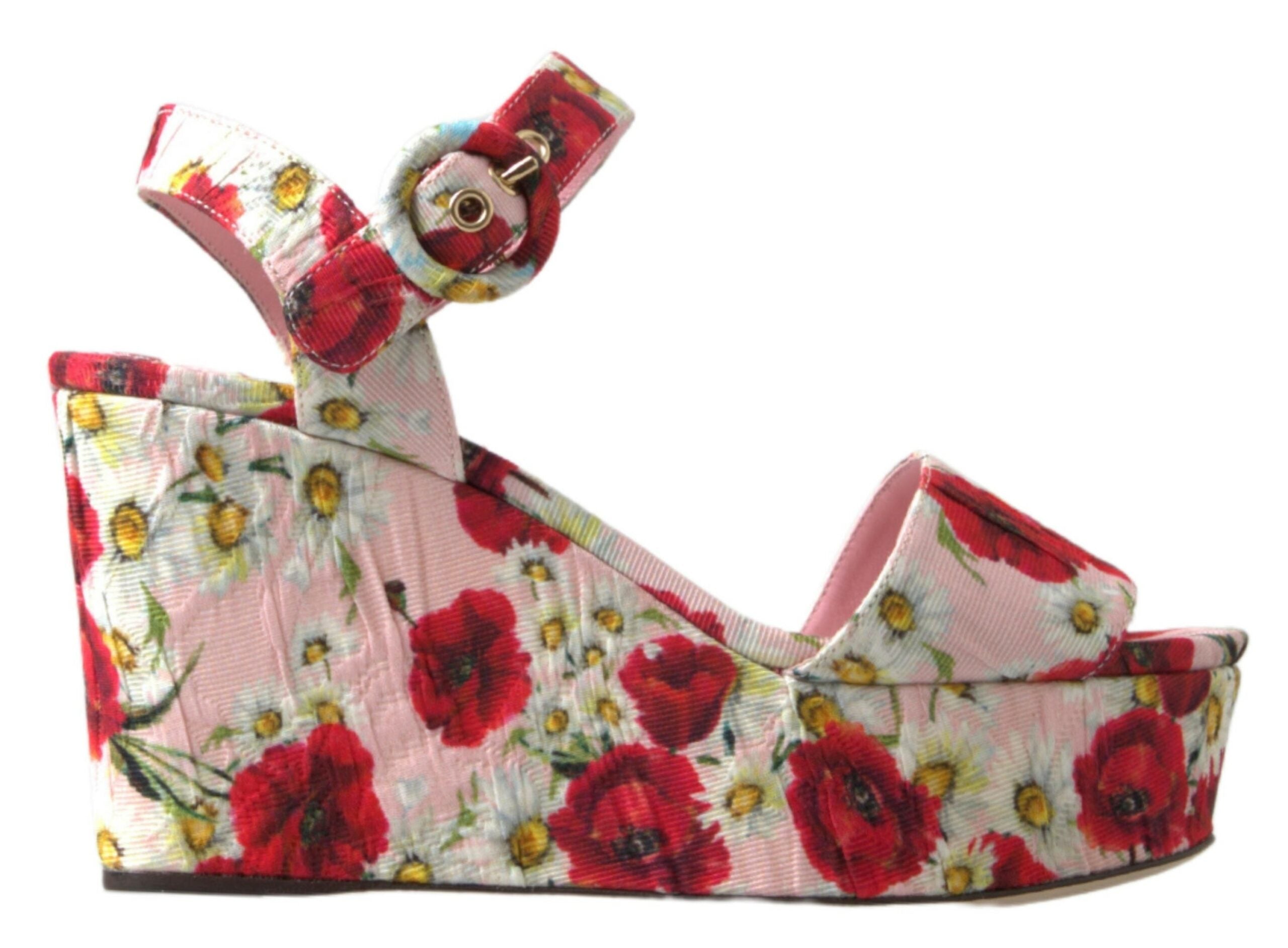 Dolce & Gabbana Multikleurige sandalen met sleehak en bloemenprint