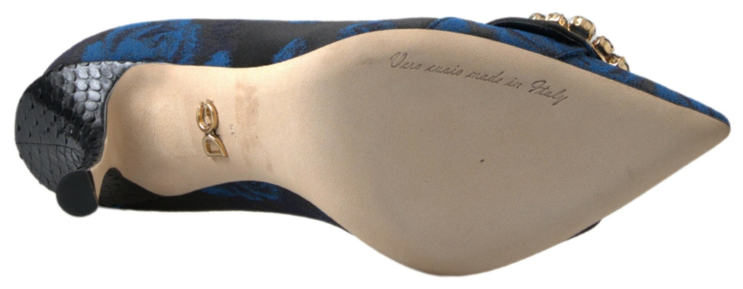 Dolce & Gabbana Blauwe Bloemige Ayers Kristallen Pumps Schoenen