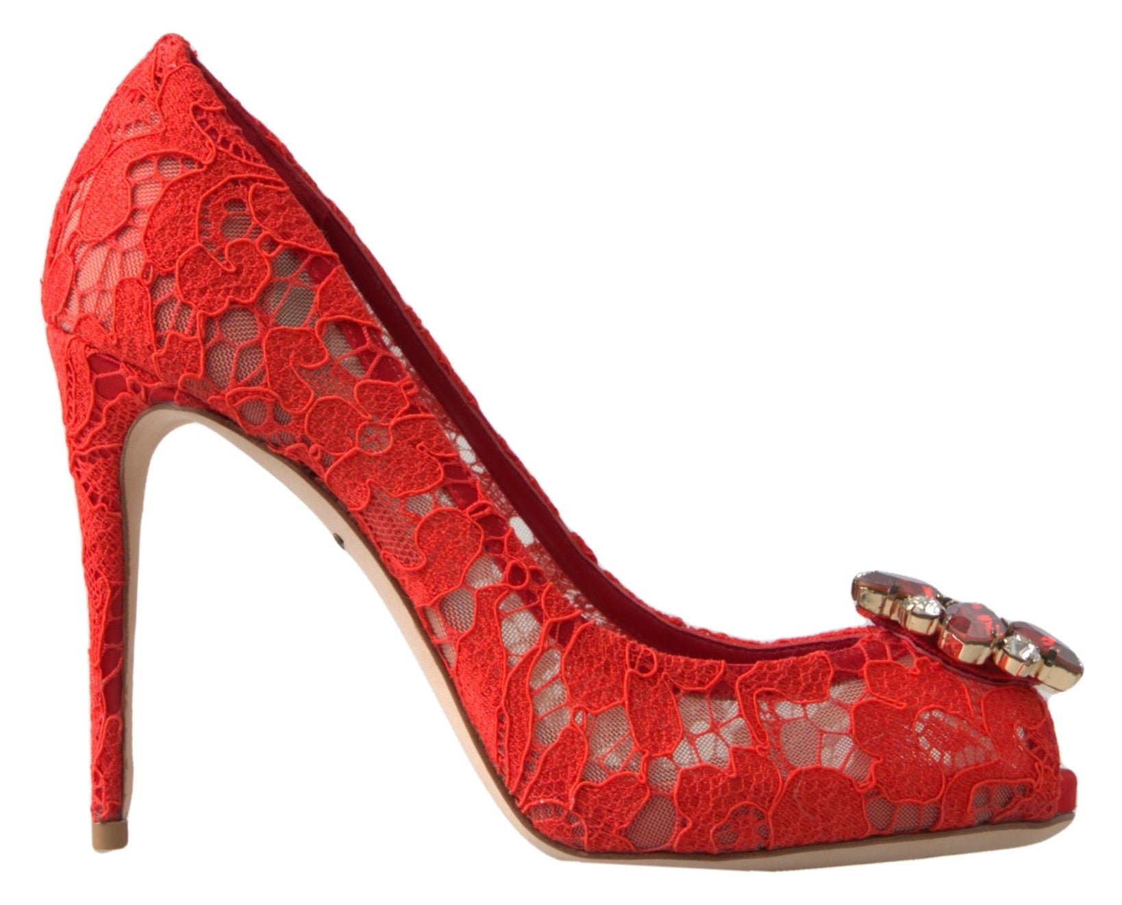 Dolce & Gabbana Rode Taormina Kanten Kristal Pumps Schoenen