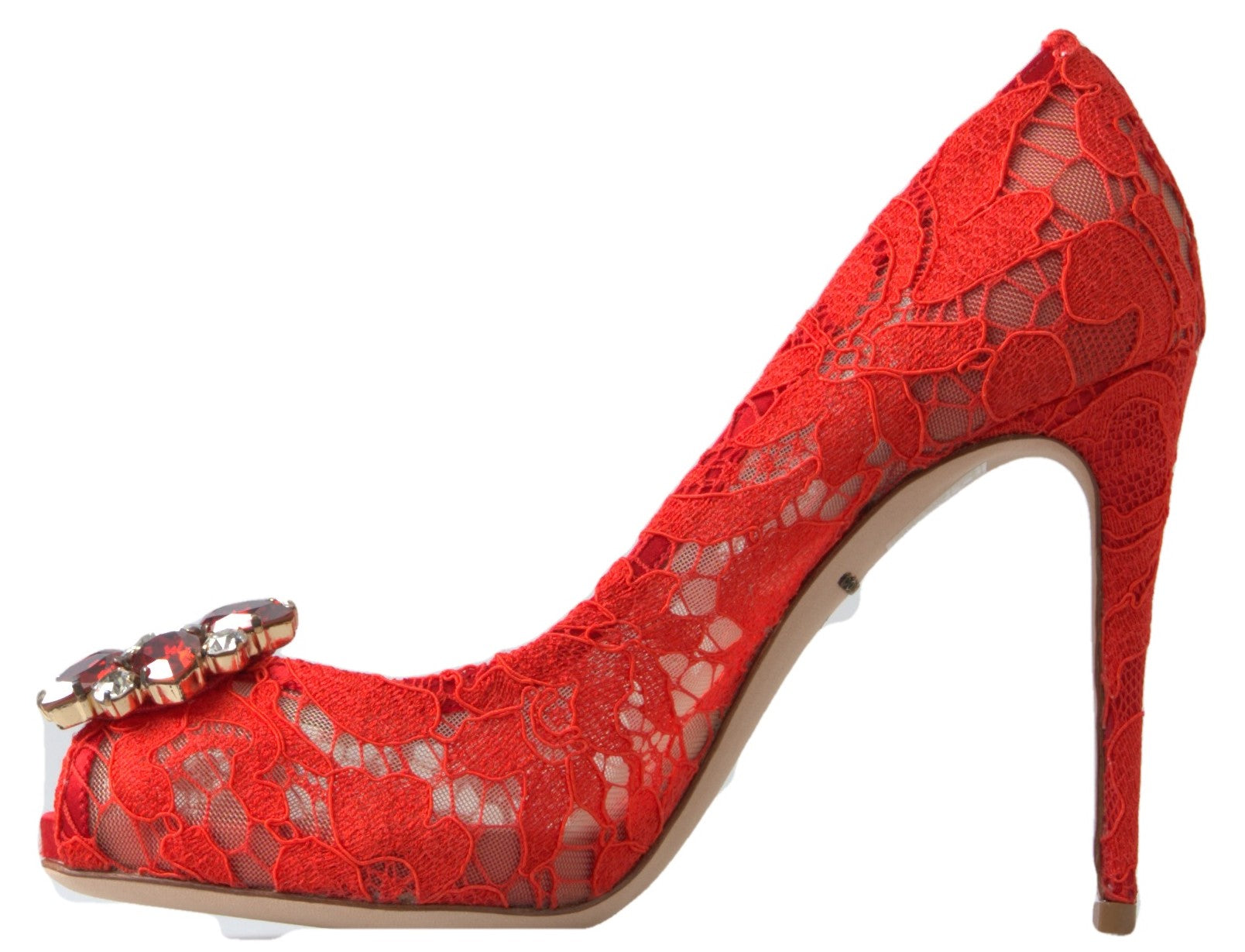 Dolce & Gabbana Rode Taormina Kanten Kristal Pumps Schoenen