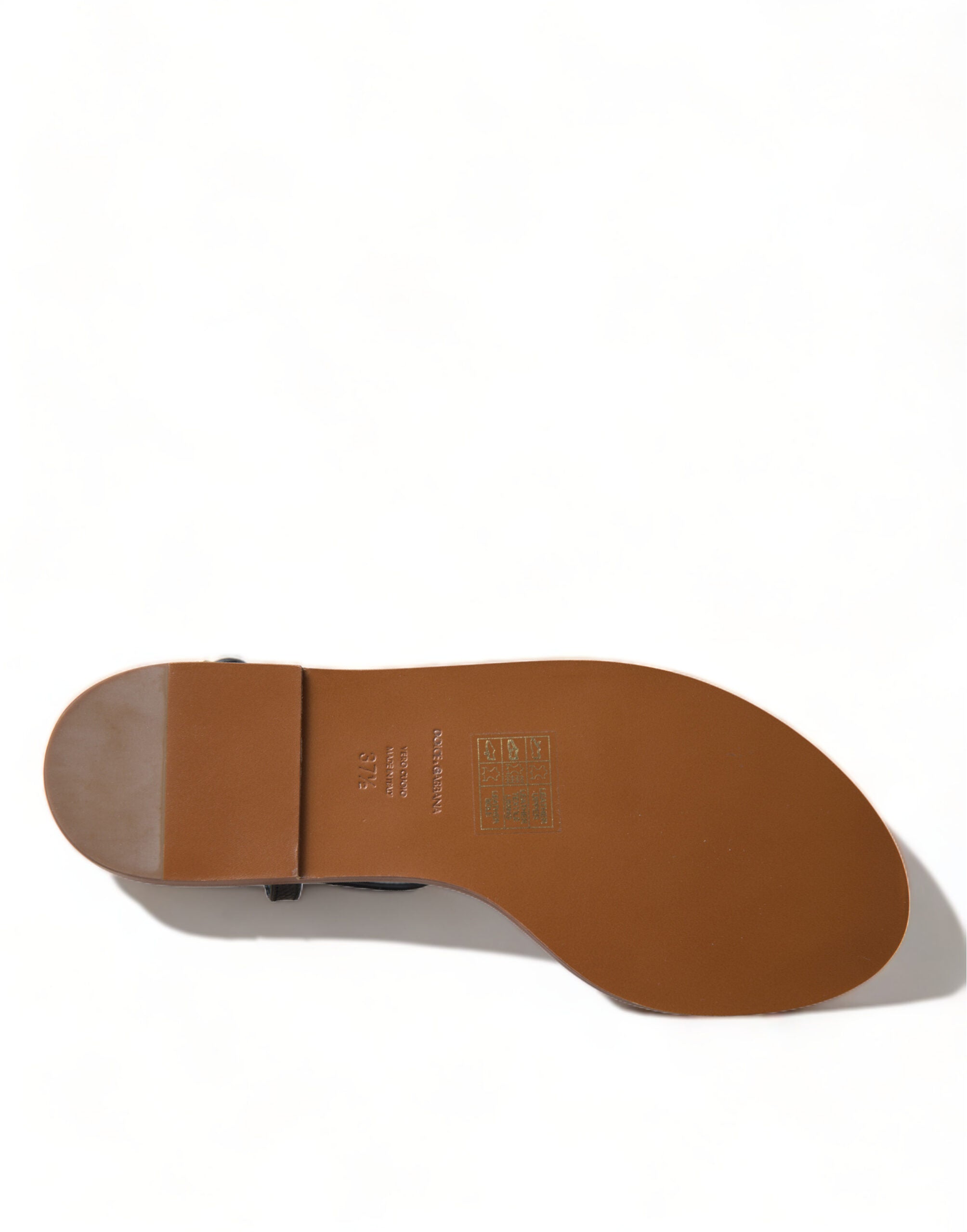Dolce & Gabbana Zwarte Kristal Gouden Sandalen Leren Schoenen