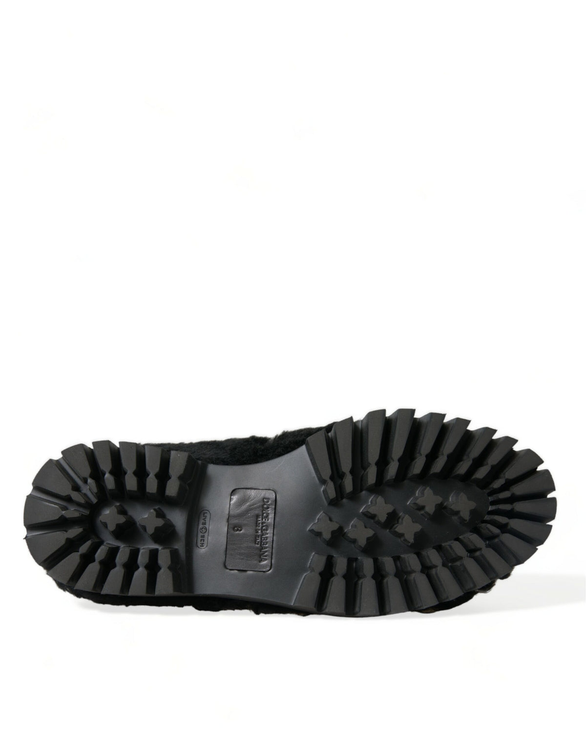 Dolce & Gabbana Zwarte Leren Slippers met Bont, Geklede Schoenen