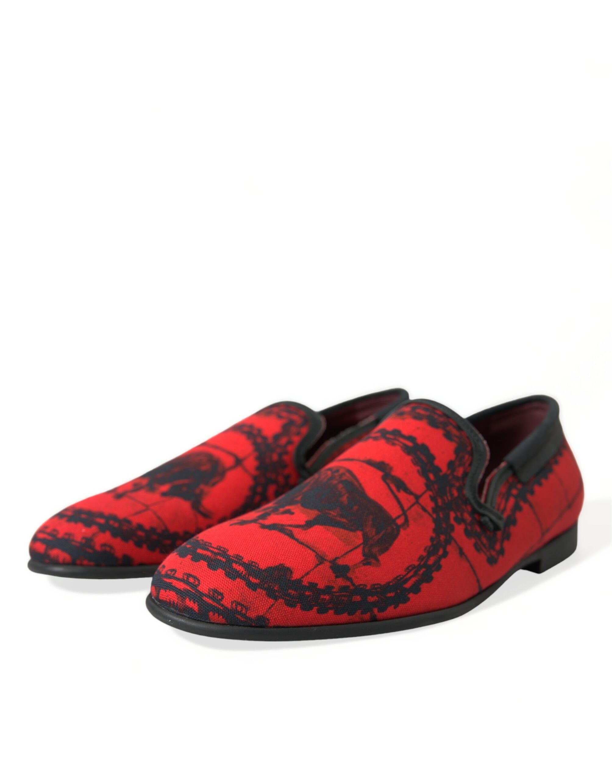 Dolce & Gabbana Rode Zwarte Torero Loafers Slippers Herenschoenen