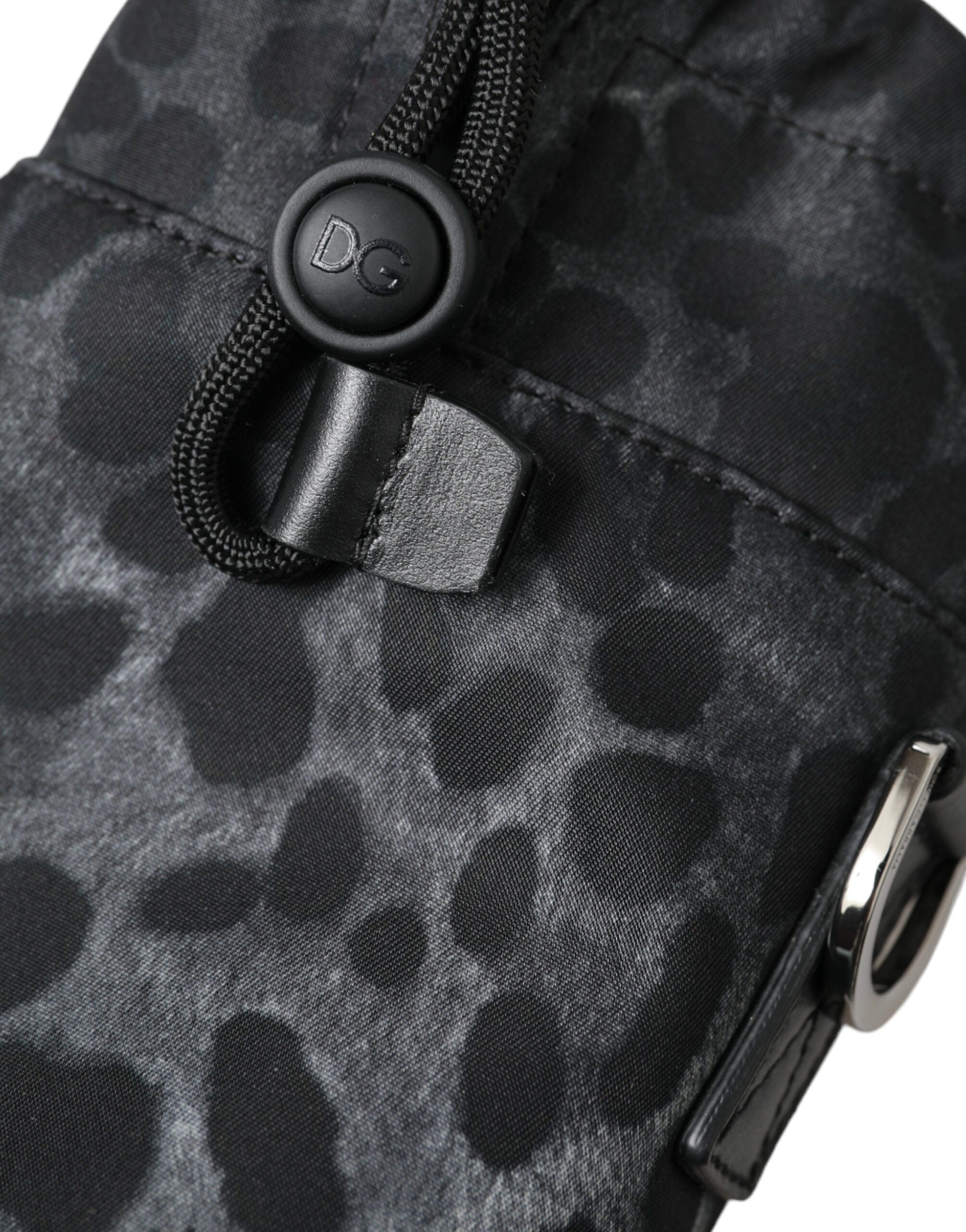 Dolce & Gabbana Zwarte Panter Ronde Smalle Buidel Flessenhouder Tas