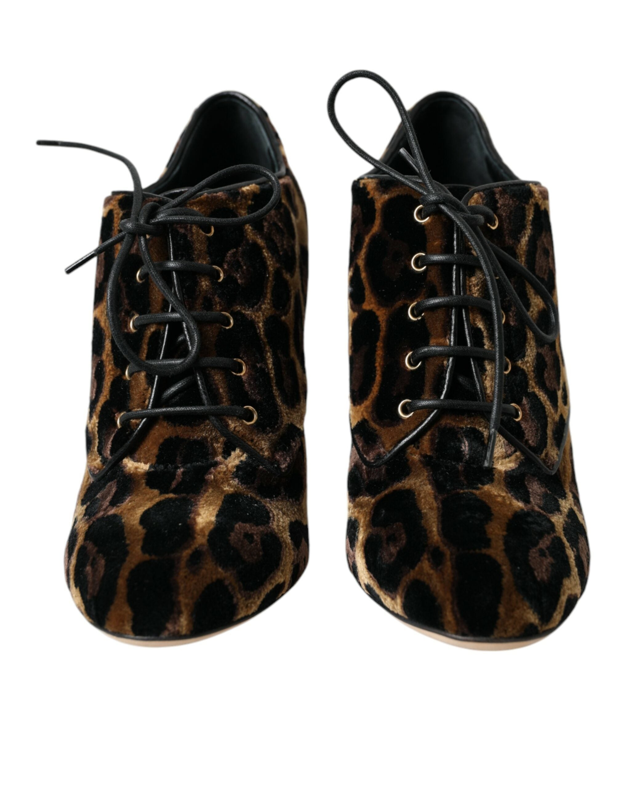 Dolce & Gabbana Bruine Luipaard Haar Veterschoenen Laarsjes