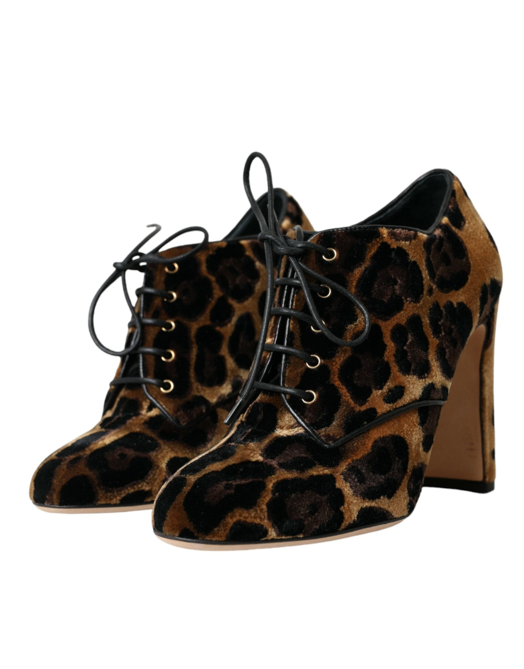 Dolce & Gabbana Bruine Luipaard Haar Veterschoenen Laarsjes