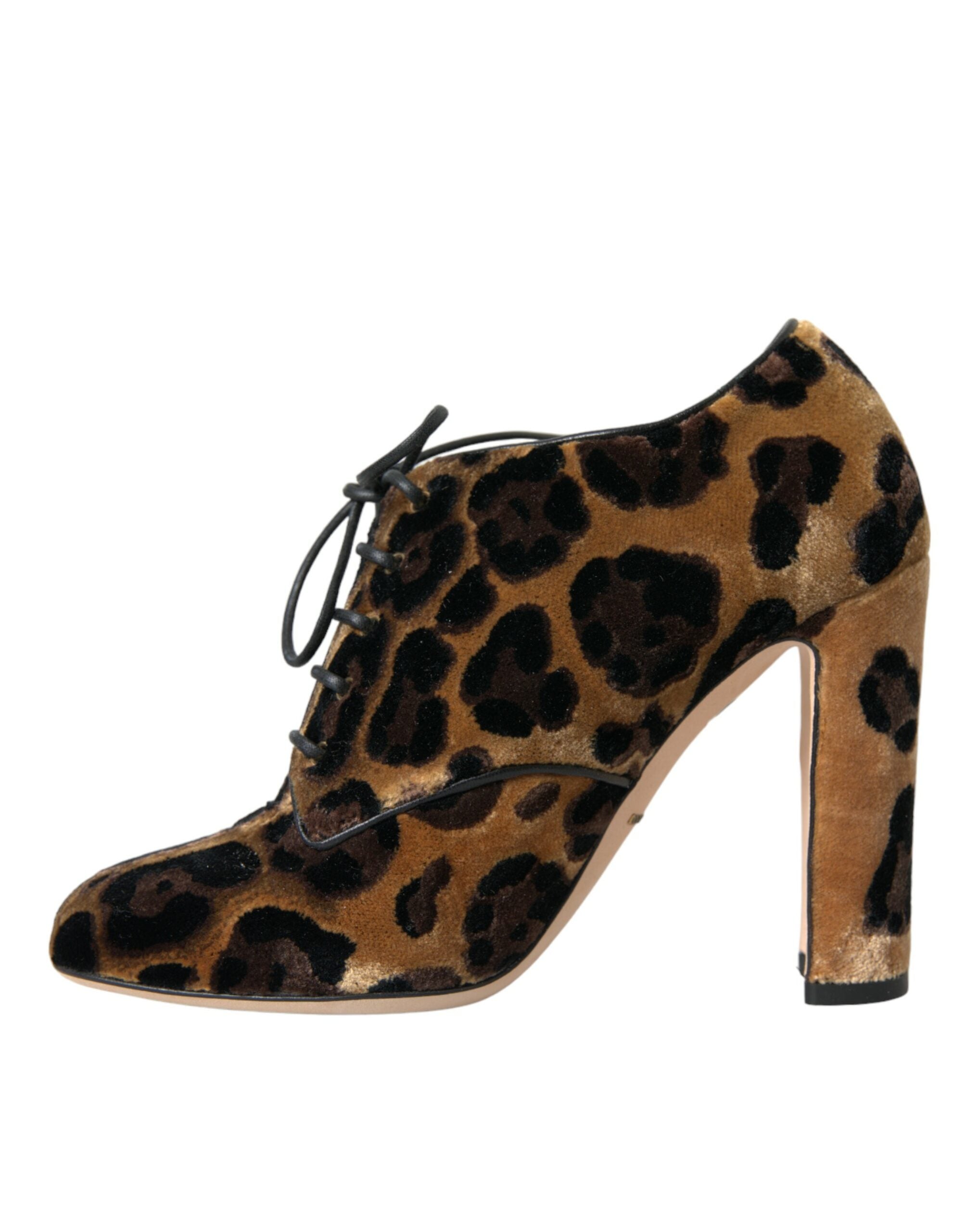 Dolce & Gabbana Bruine Luipaard Haar Veterschoenen Laarsjes