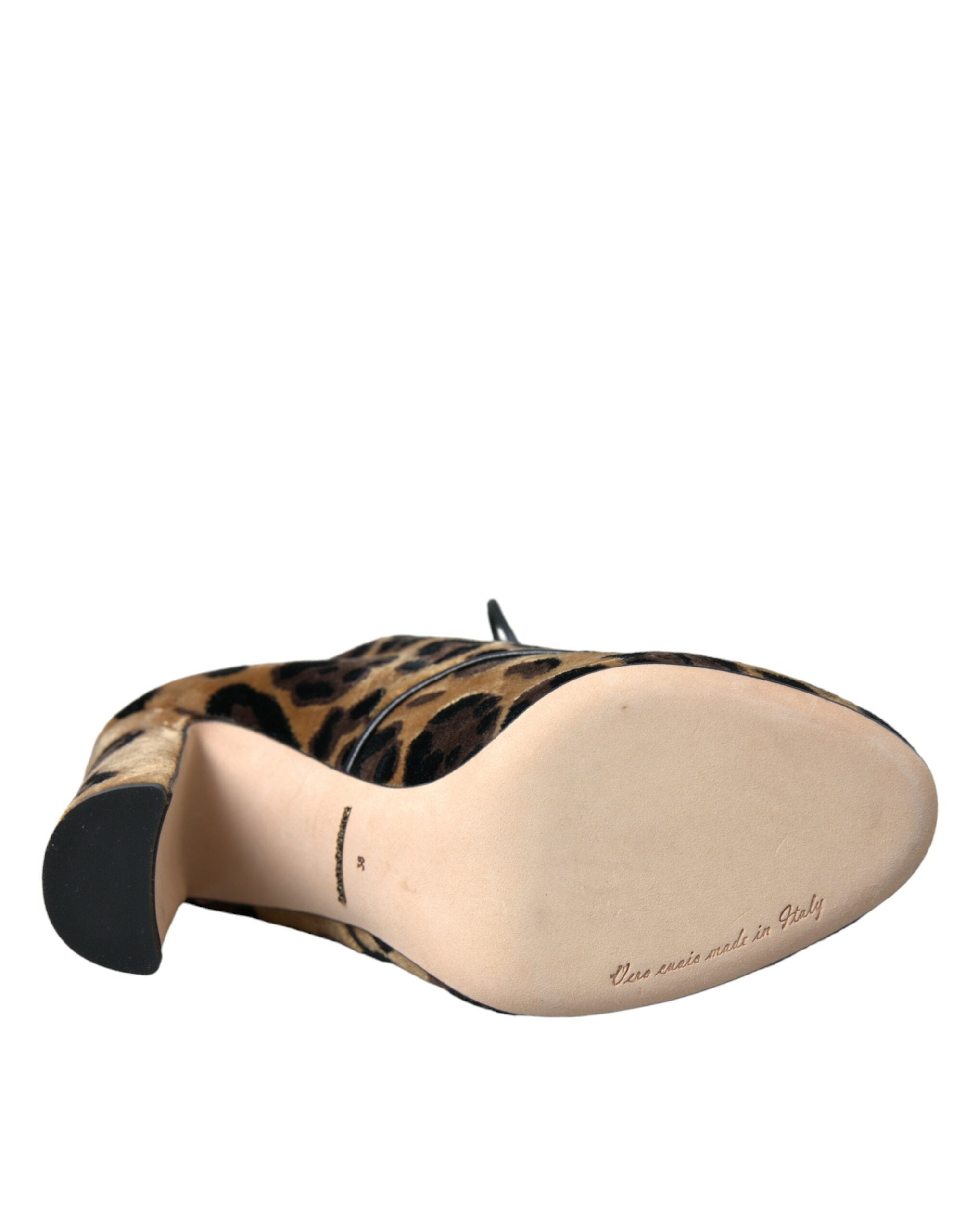 Dolce & Gabbana Bruine Luipaard Haar Veterschoenen Laarsjes