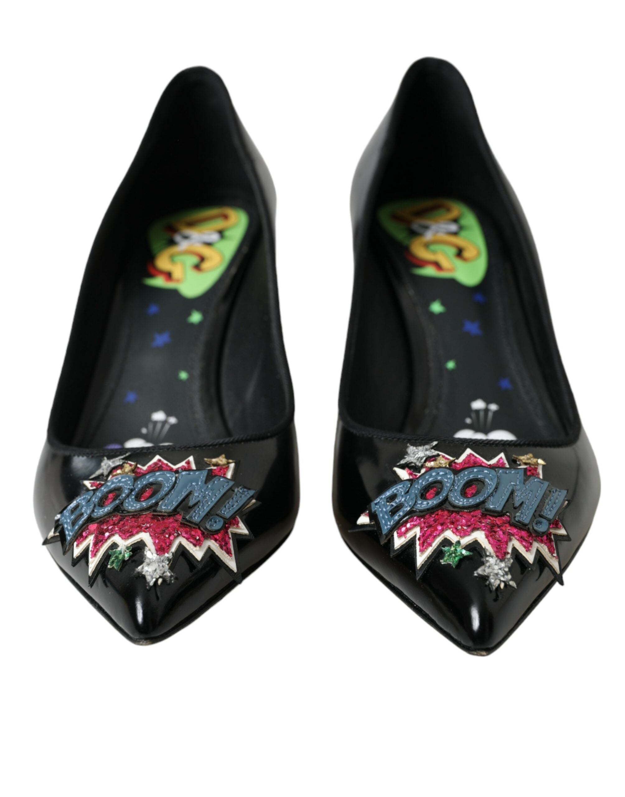 Dolce & Gabbana Zwart Leren BOOM Patch Hakken Pumps Schoenen
