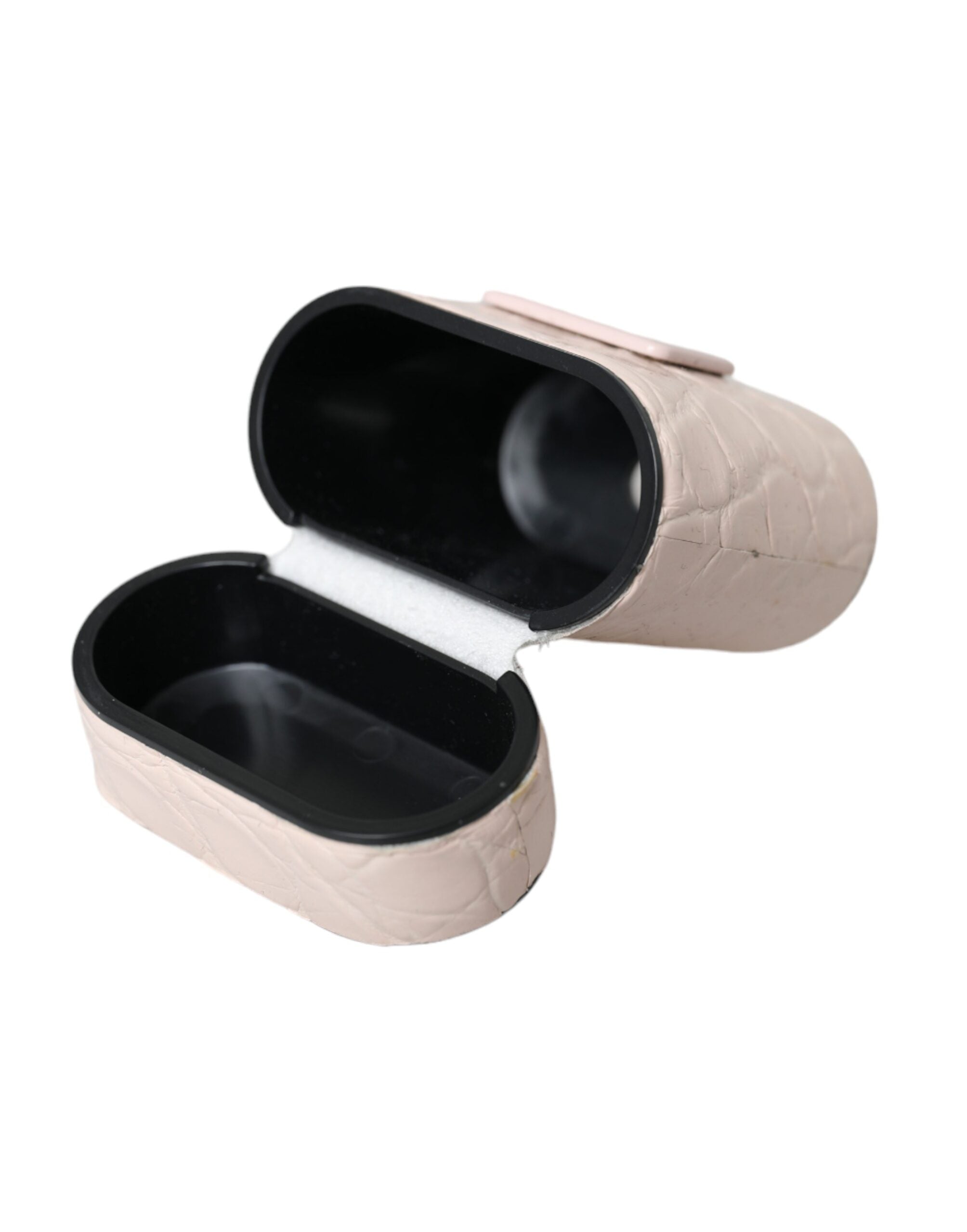 Dolce & Gabbana Lichtroze Lederen Metalen Logo Plaquette Airpods Hoesje