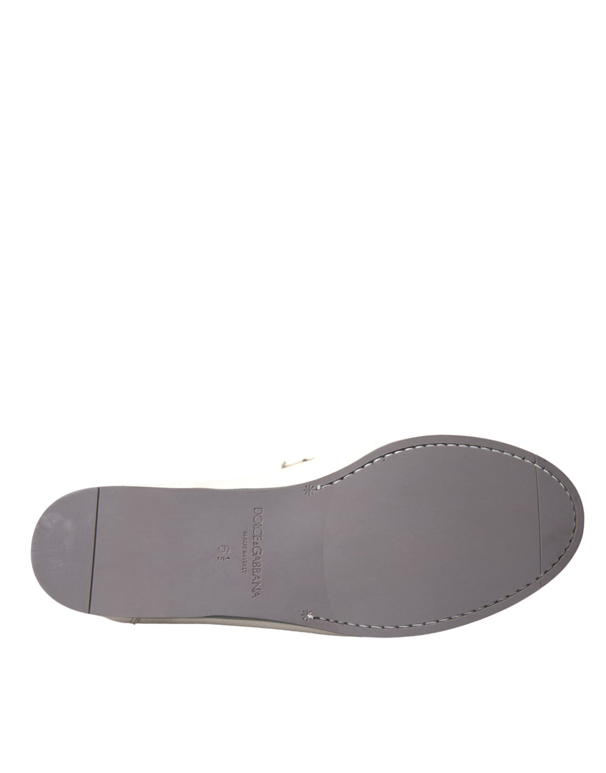 Dolce & Gabbana White Gray Leather Slip-On Moccasin Loafer Shoes