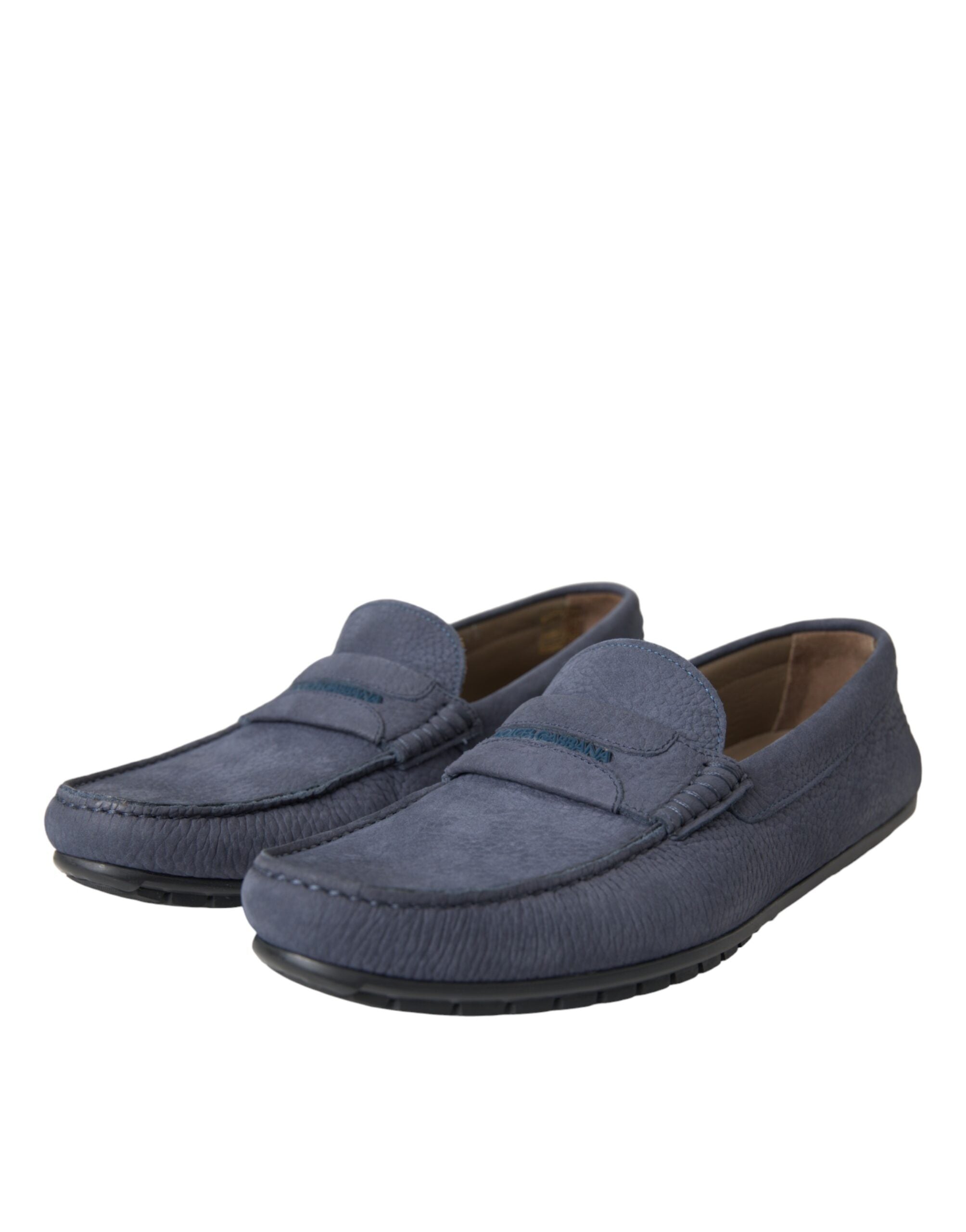 Dolce & Gabbana Blue Calf Leather Slip-On Moccasin Shoes