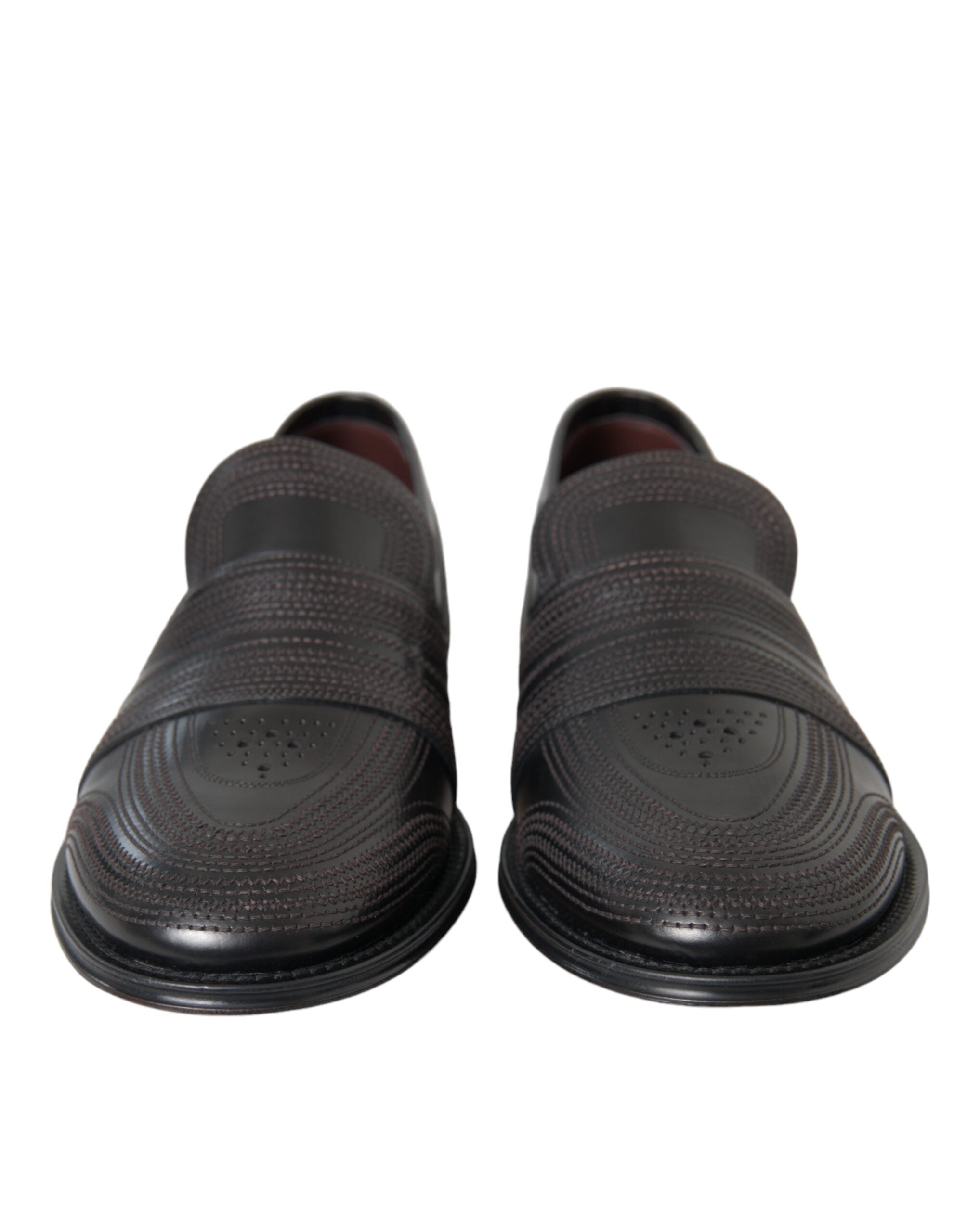 Dolce & Gabbana Zwart Bruine Leren Instappers Heren Nette Schoenen