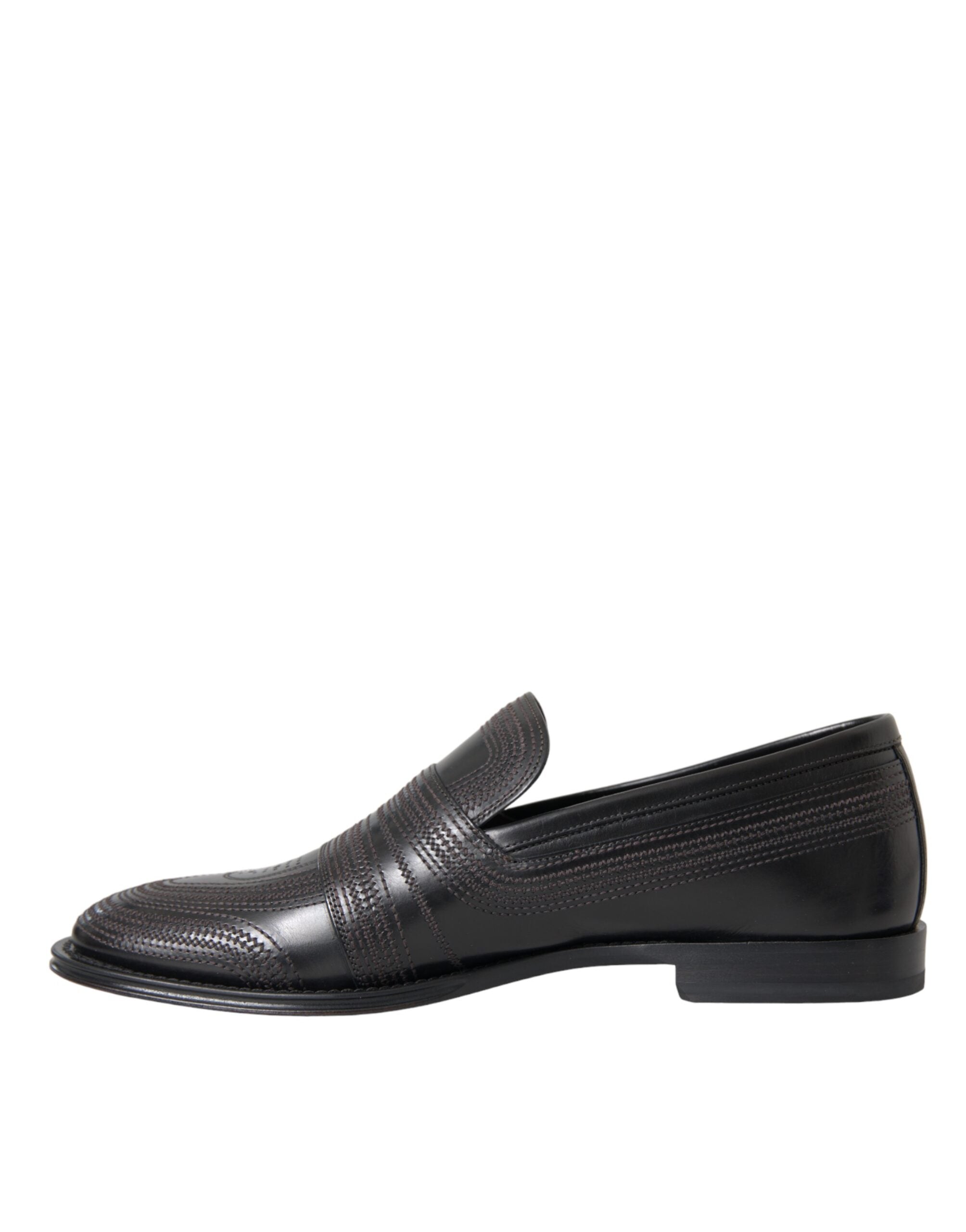 Dolce & Gabbana Zwart Bruine Leren Instappers Heren Nette Schoenen