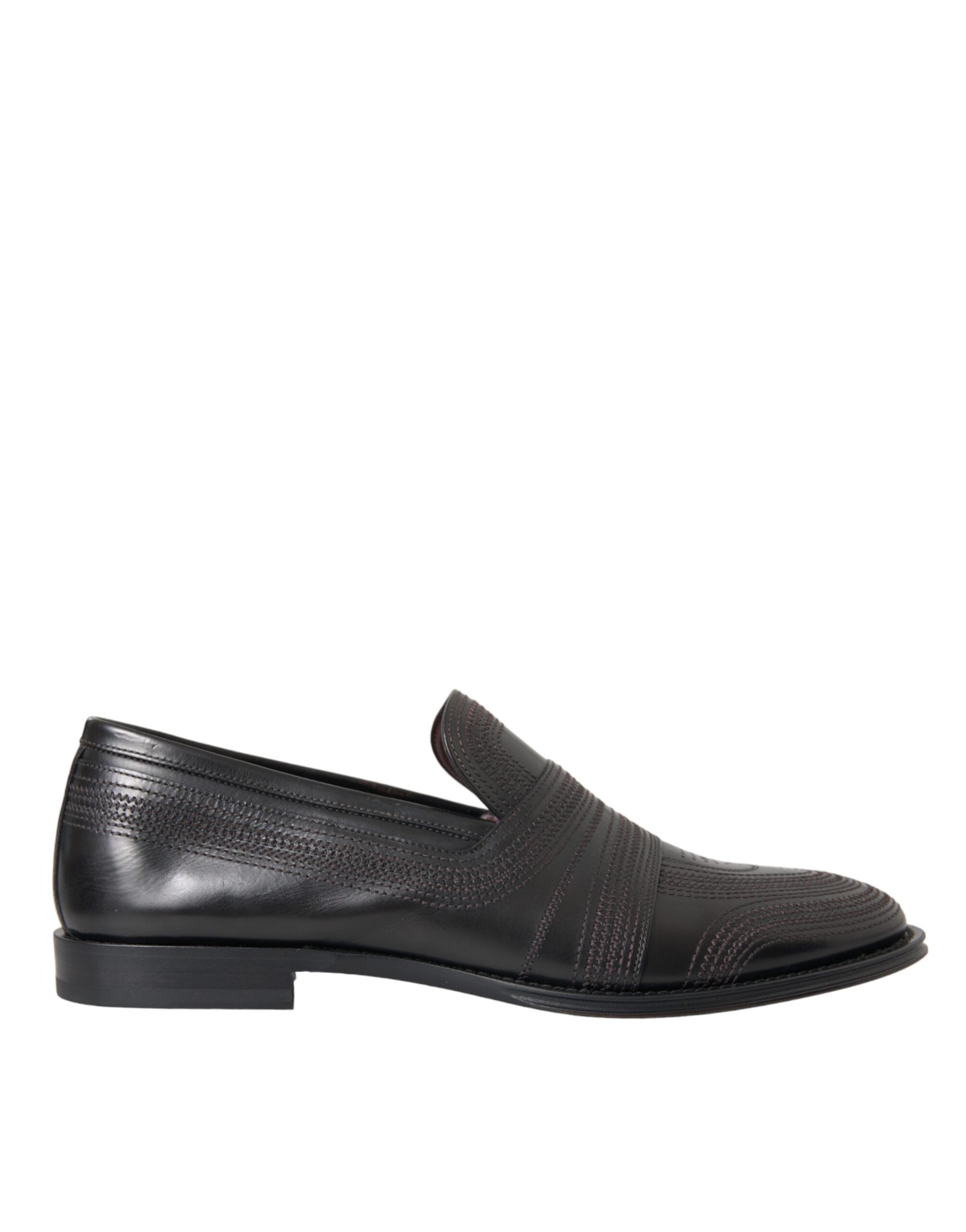 Dolce & Gabbana Zwart Bruine Leren Instappers Heren Nette Schoenen