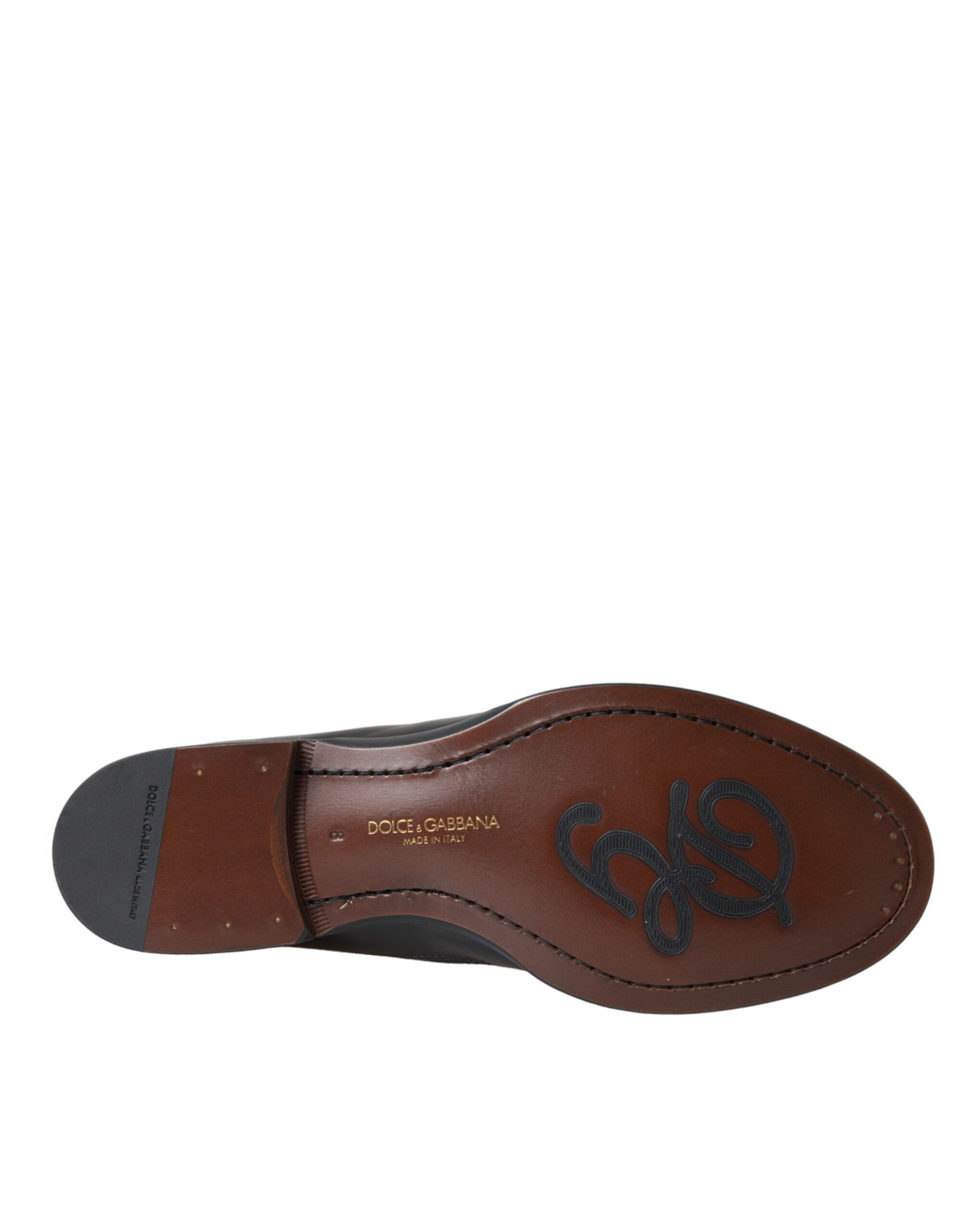 Dolce & Gabbana Zwart Bruine Leren Instappers Heren Nette Schoenen