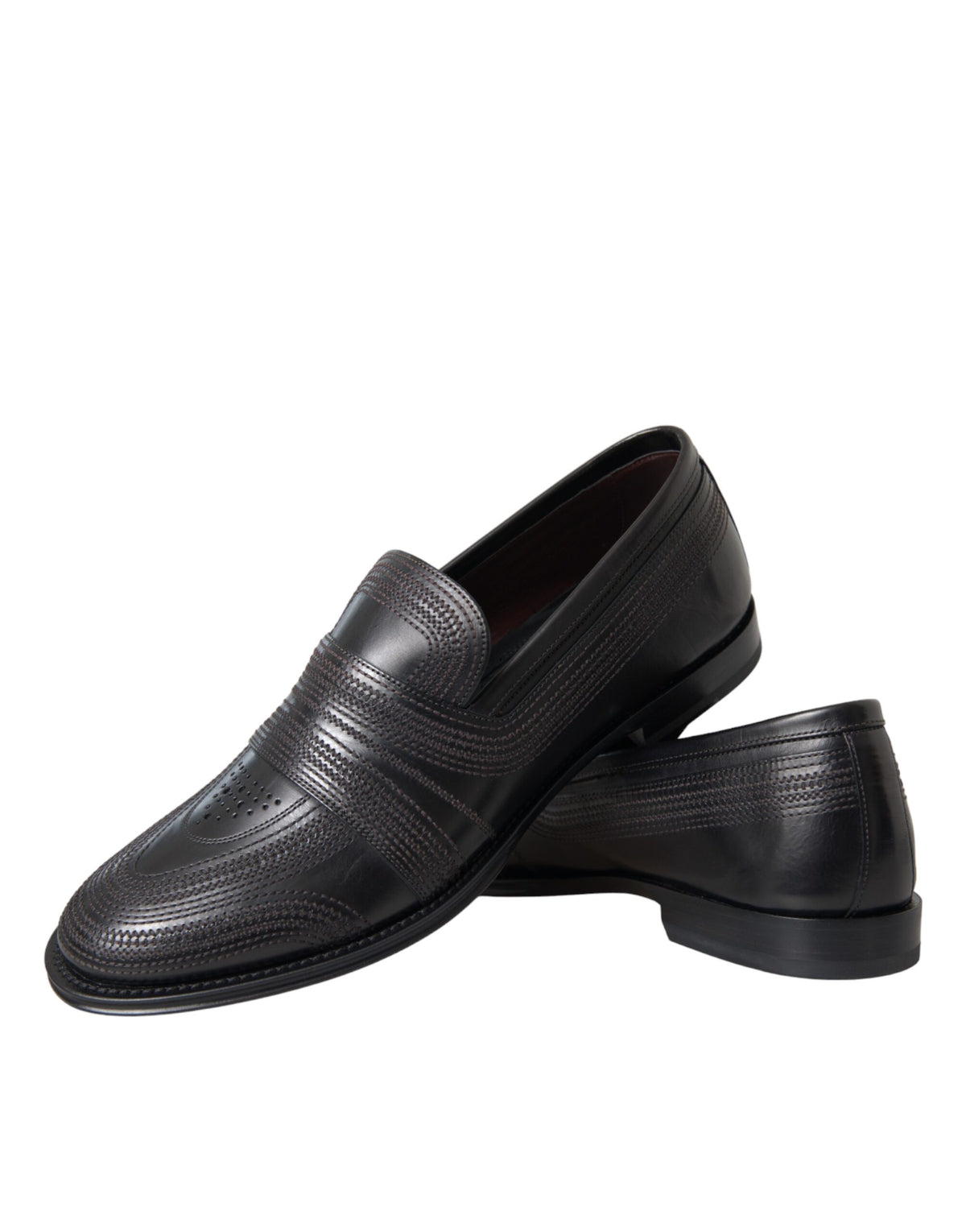 Dolce & Gabbana Zwart Bruine Leren Instappers Heren Nette Schoenen