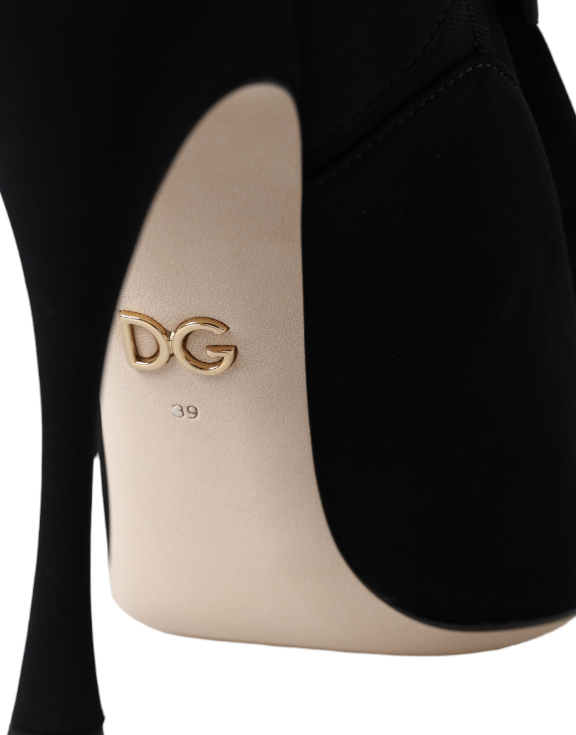 Dolce & Gabbana Black Stiletto Heel Mid-Calf Boots Shoes
